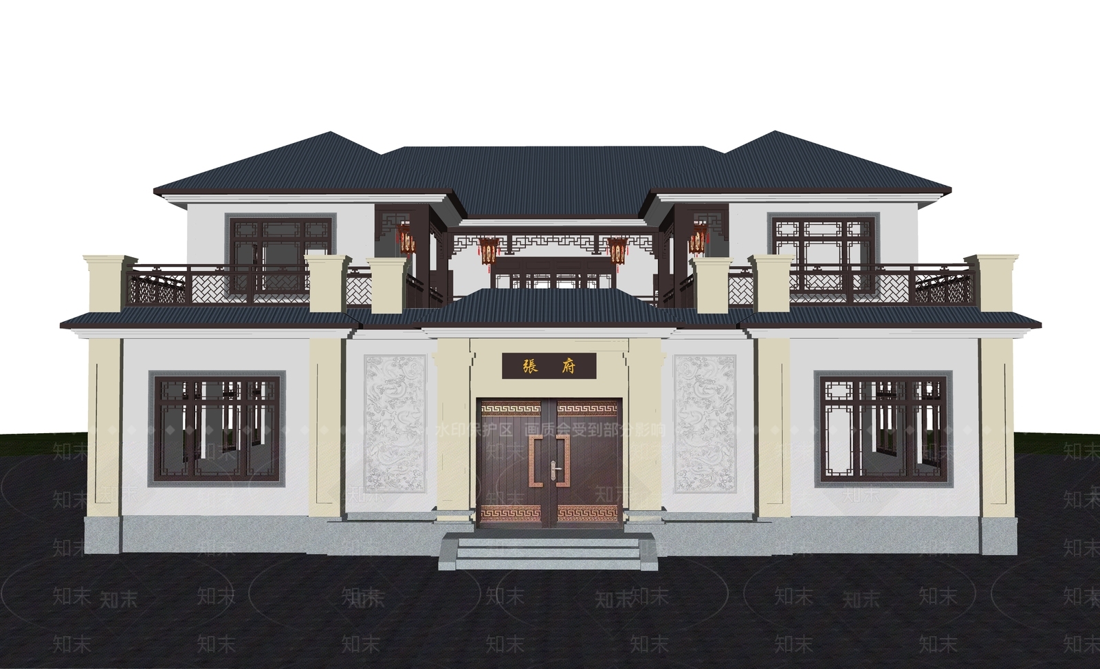中式新中式四合院SU模型下载【ID:1178230349】