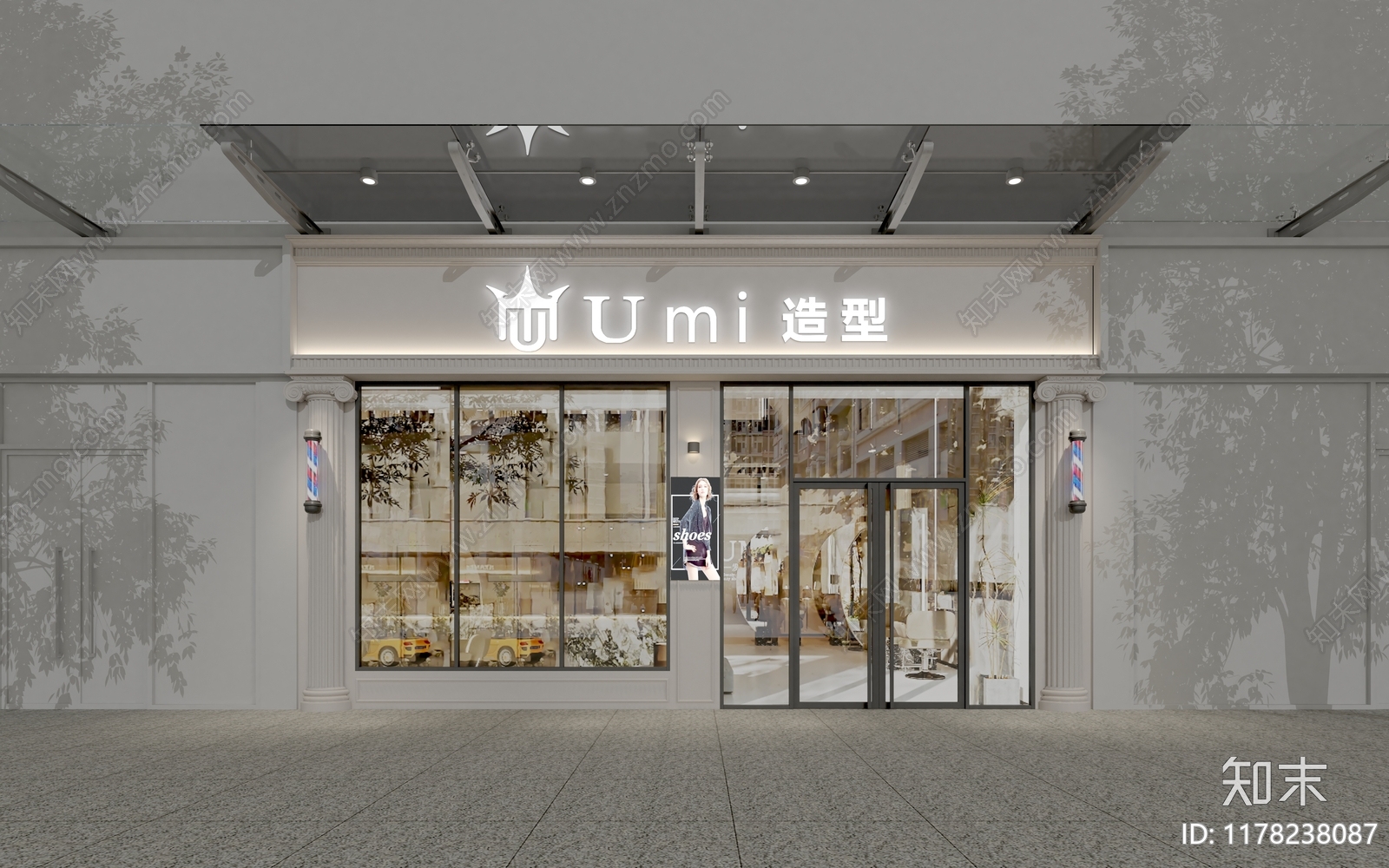 现代简欧美发店3D模型下载【ID:1178238087】