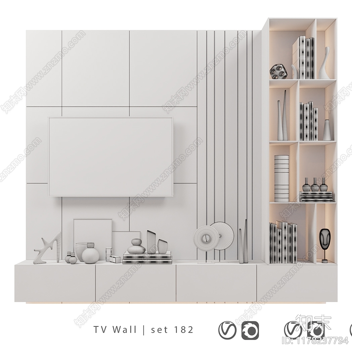 电视背景墙3D模型下载【ID:1178237794】