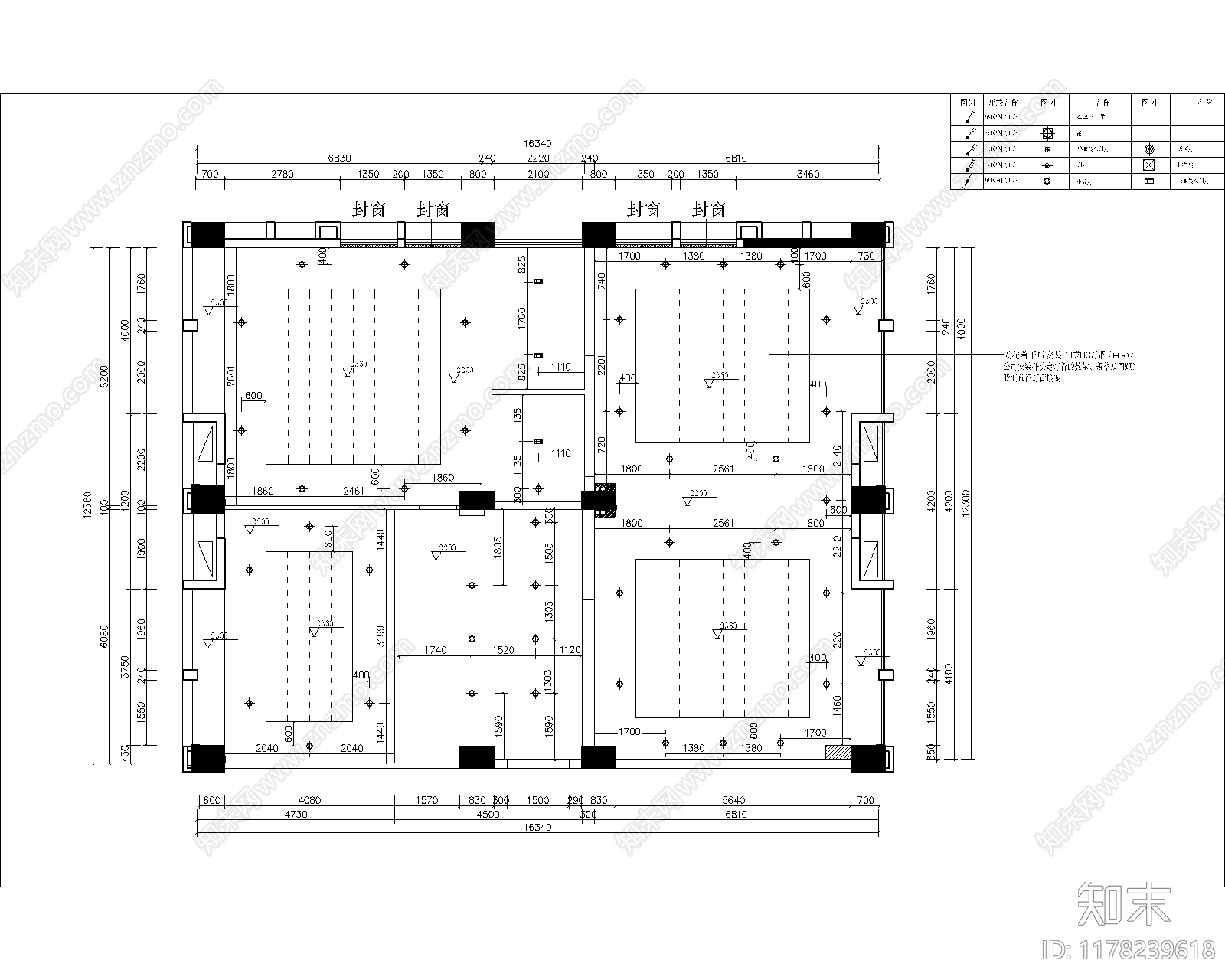 现代新中式独立办公室cad施工图下载【ID:1178239618】