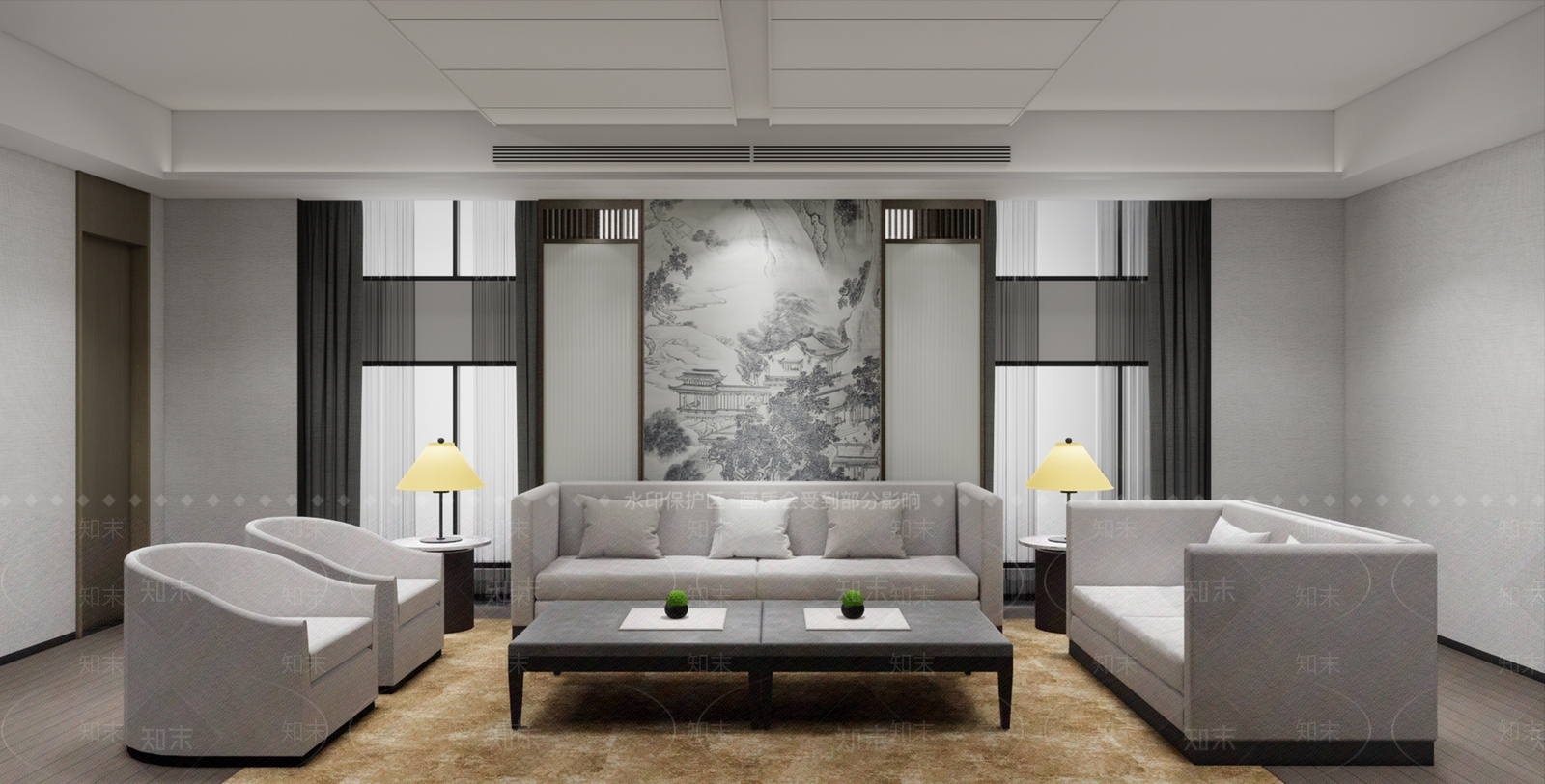 现代新中式其他办公区域SU模型下载【ID:1178246609】