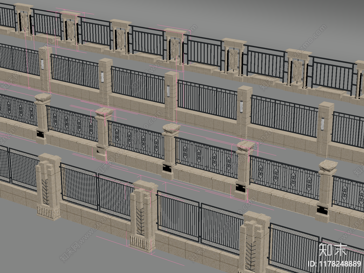欧式围栏护栏SU模型下载【ID:1178248889】