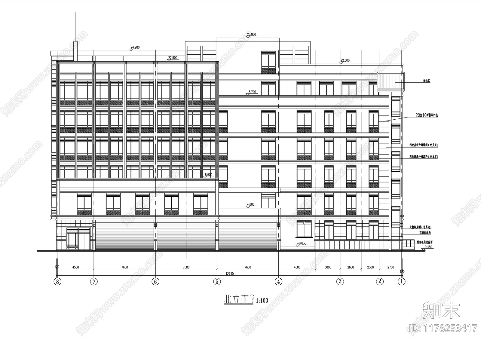 现代办公楼建筑施工图下载【ID:1178253417】