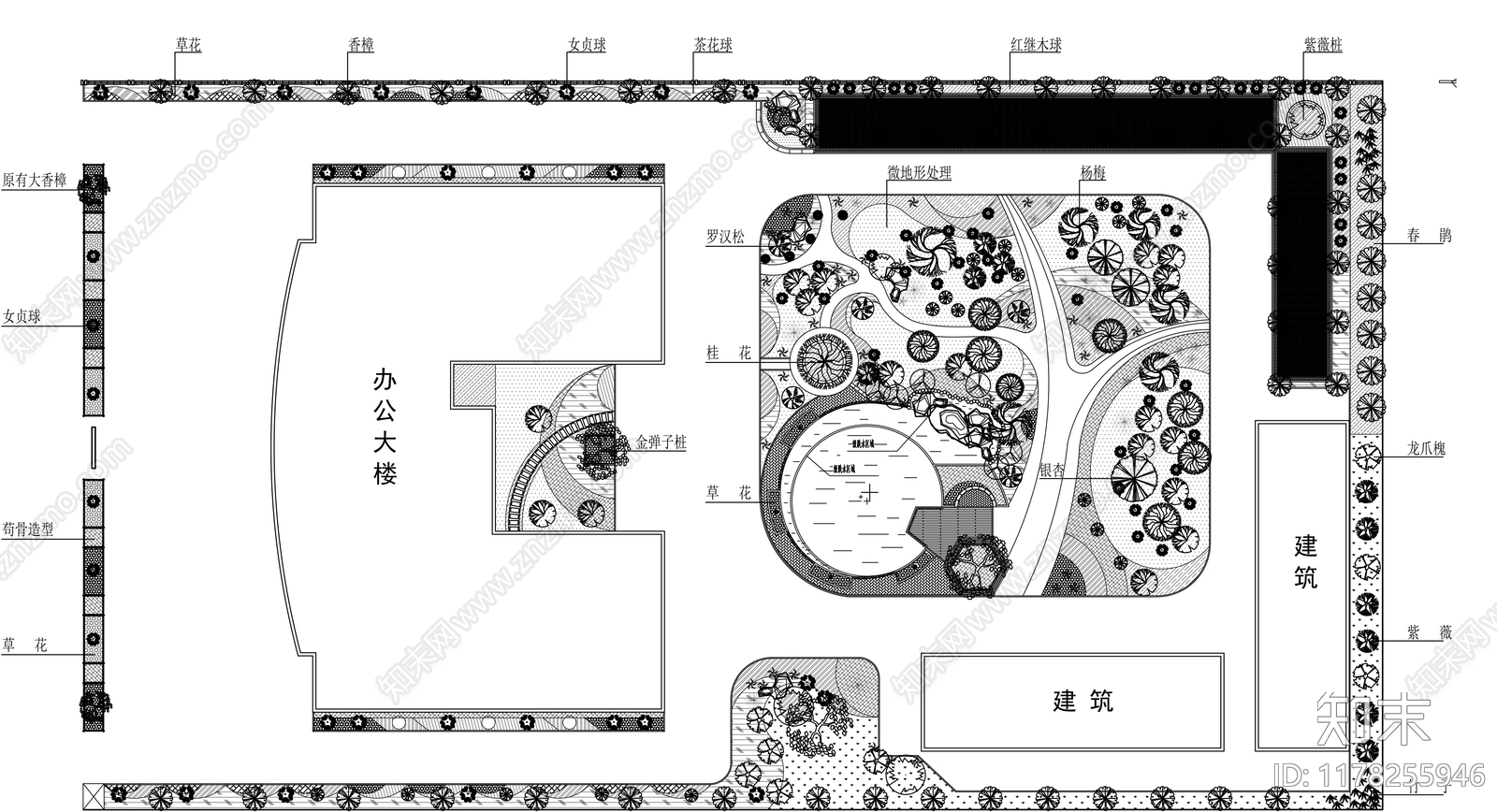 现代办公景观cad施工图下载【ID:1178255946】