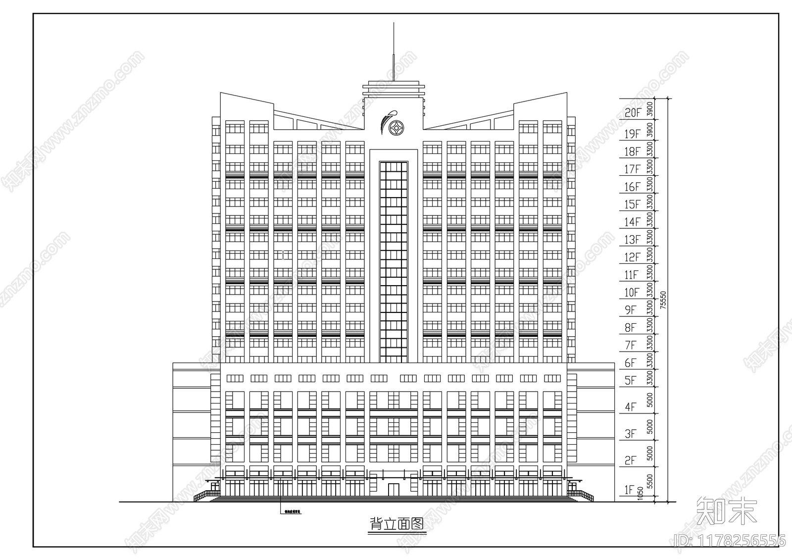 现代酒店建筑cad施工图下载【ID:1178256556】