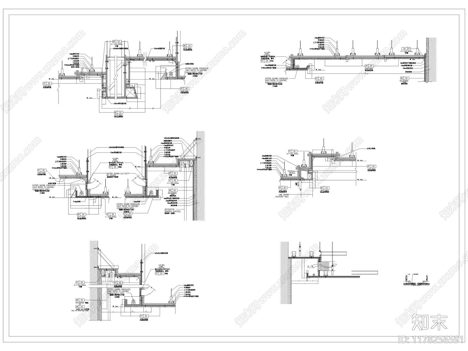 现代吊顶节点施工图下载【ID:1178256591】
