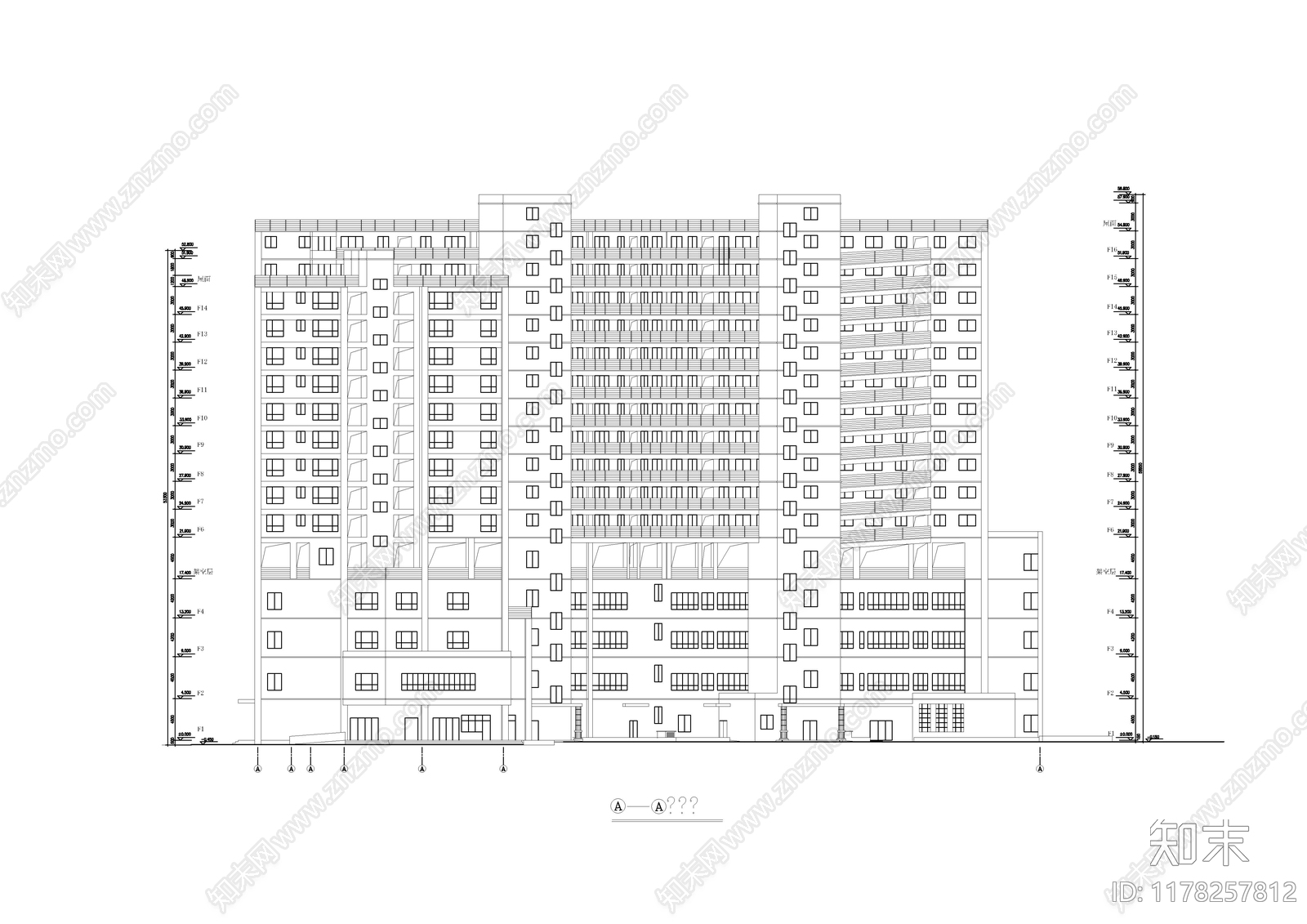 现代住宅楼建筑cad施工图下载【ID:1178257812】