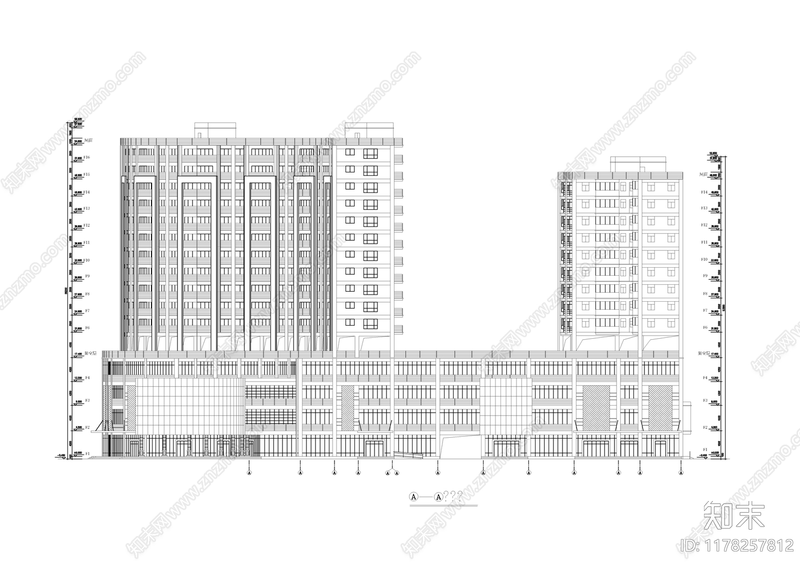 现代住宅楼建筑cad施工图下载【ID:1178257812】