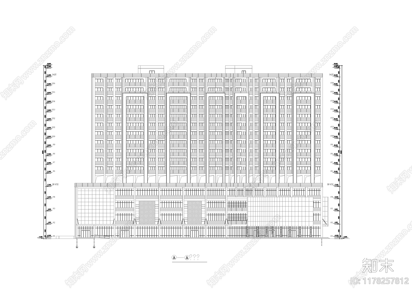 现代住宅楼建筑cad施工图下载【ID:1178257812】