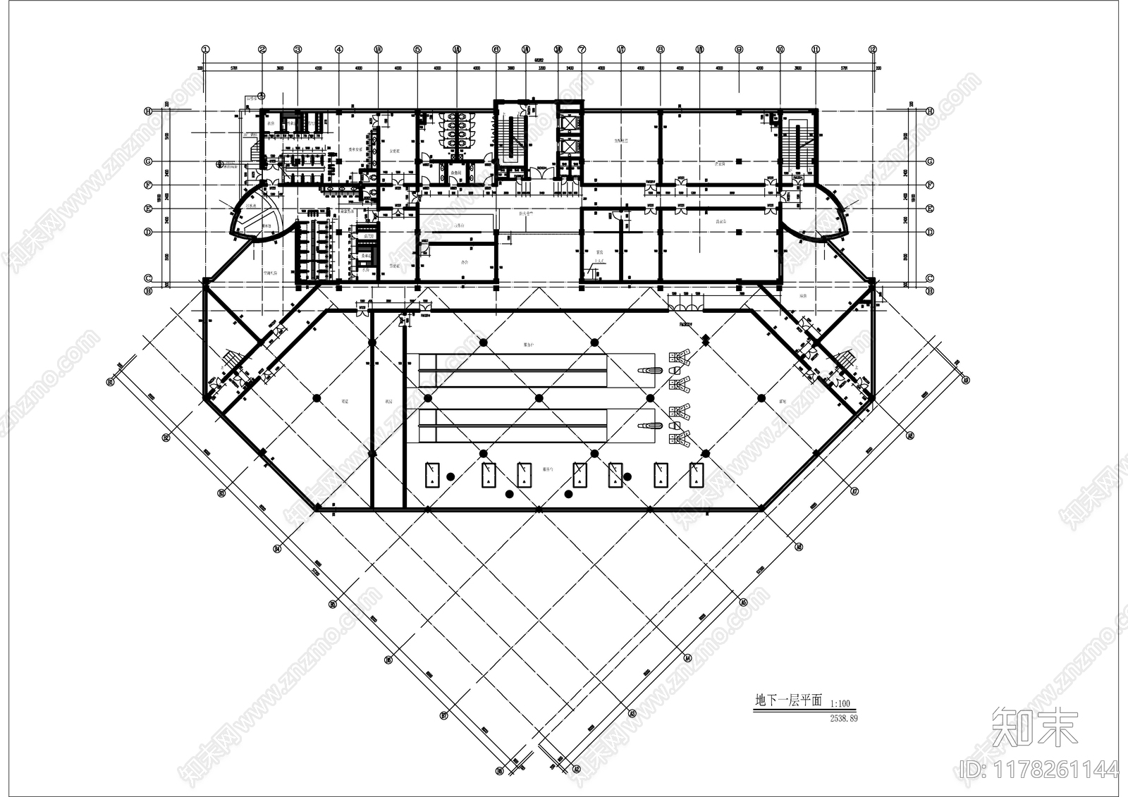 现代酒店建筑cad施工图下载【ID:1178261144】