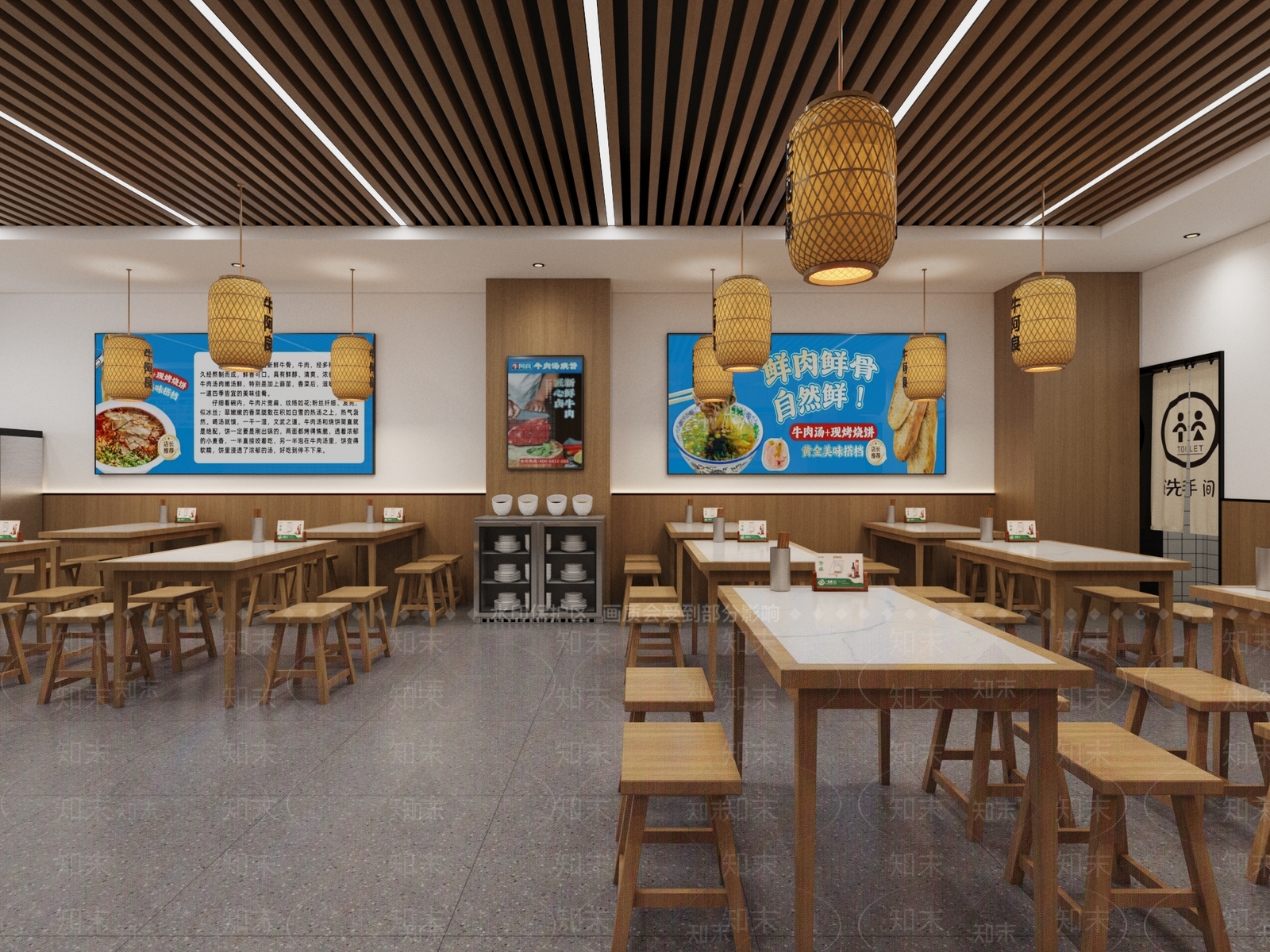 现代新中式快餐店3D模型下载【ID:1178261922】