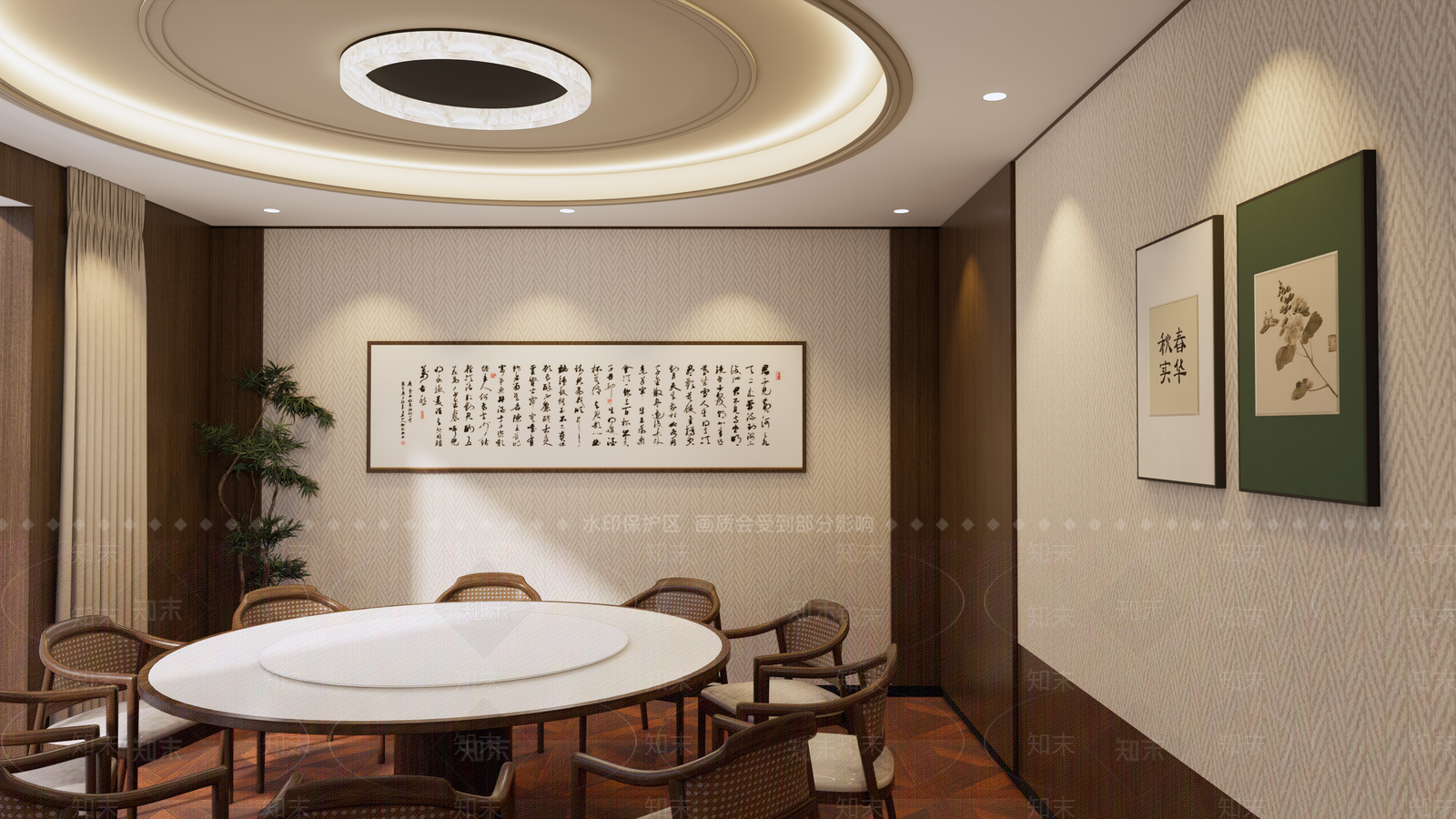 新中式现代包厢SU模型下载【ID:1178263534】