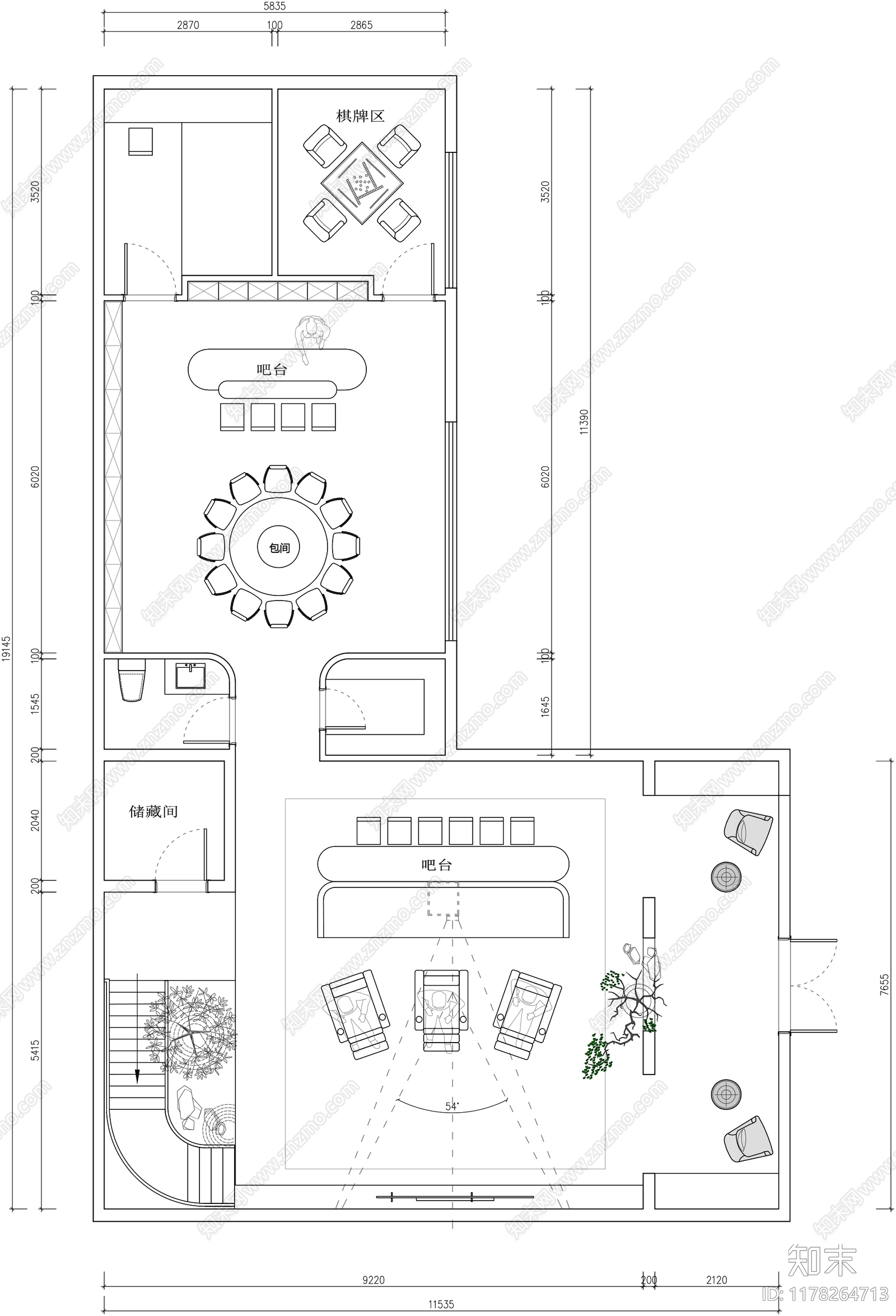 现代会所施工图下载【ID:1178264713】