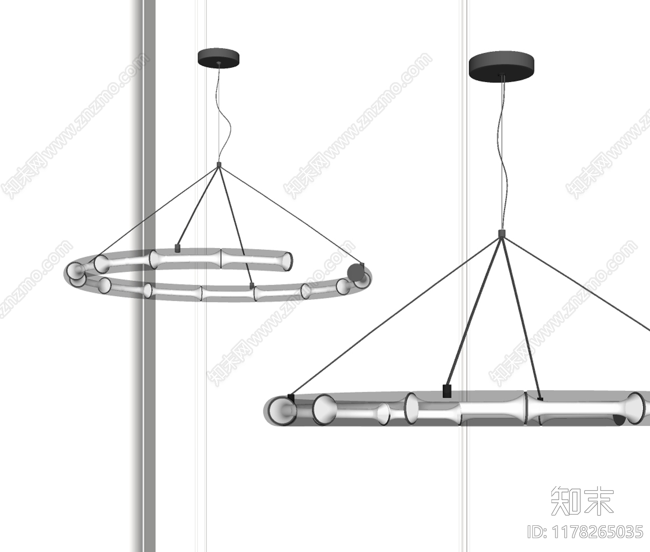 现代极简吊灯SU模型下载【ID:1178265035】