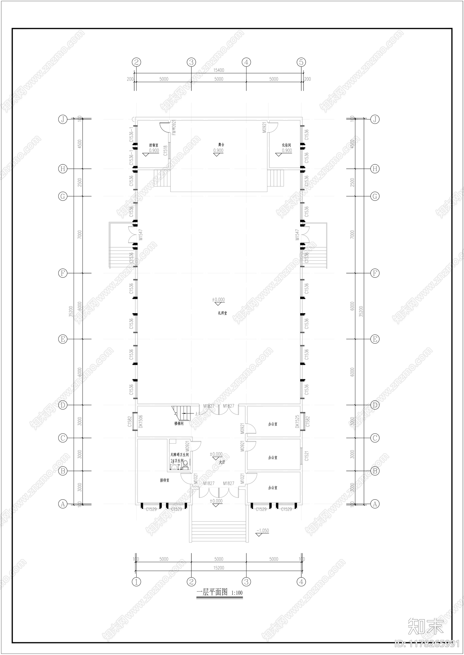 欧式复古教堂施工图下载【ID:1178265991】