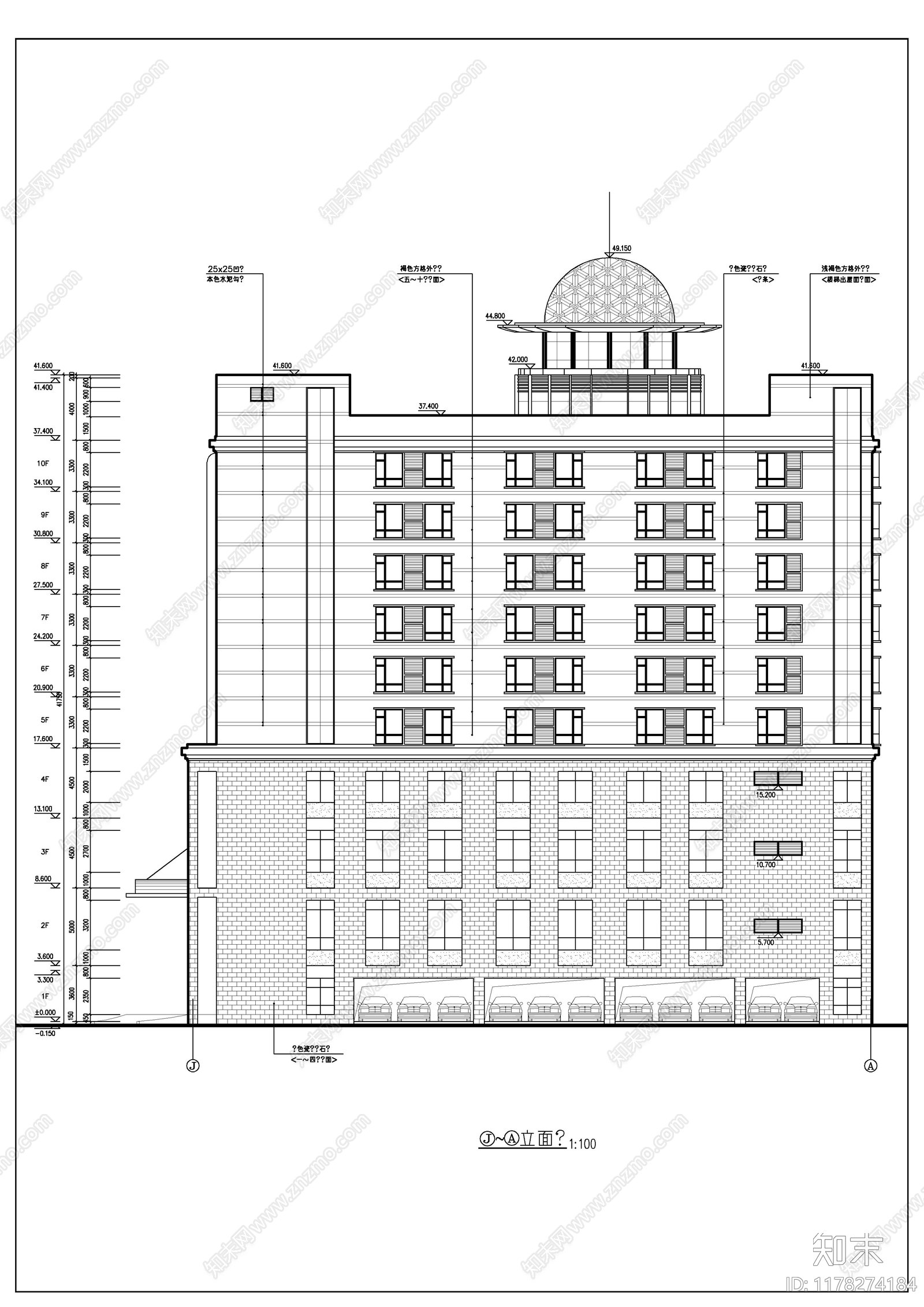 现代酒店建筑cad施工图下载【ID:1178274184】