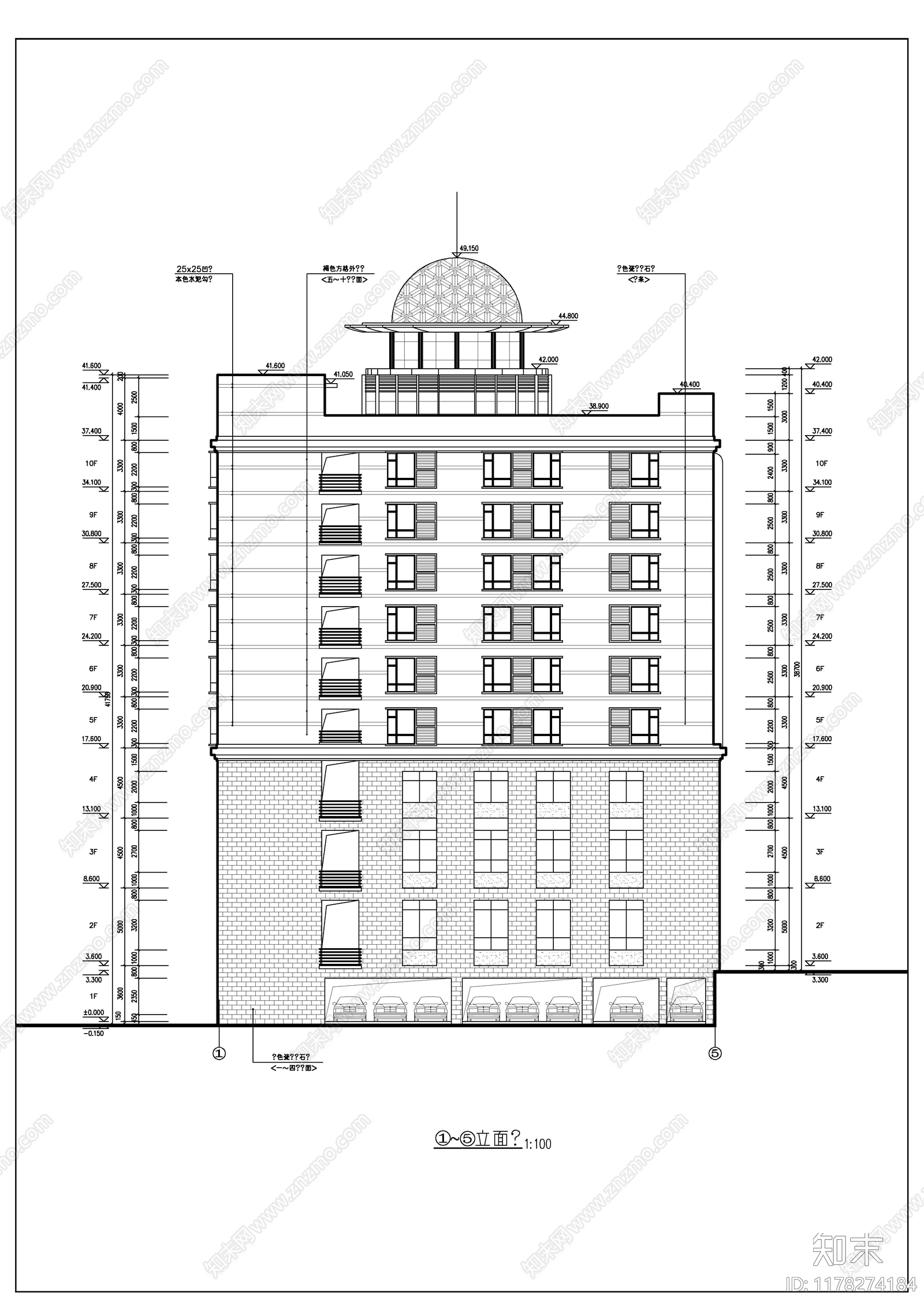 现代酒店建筑cad施工图下载【ID:1178274184】