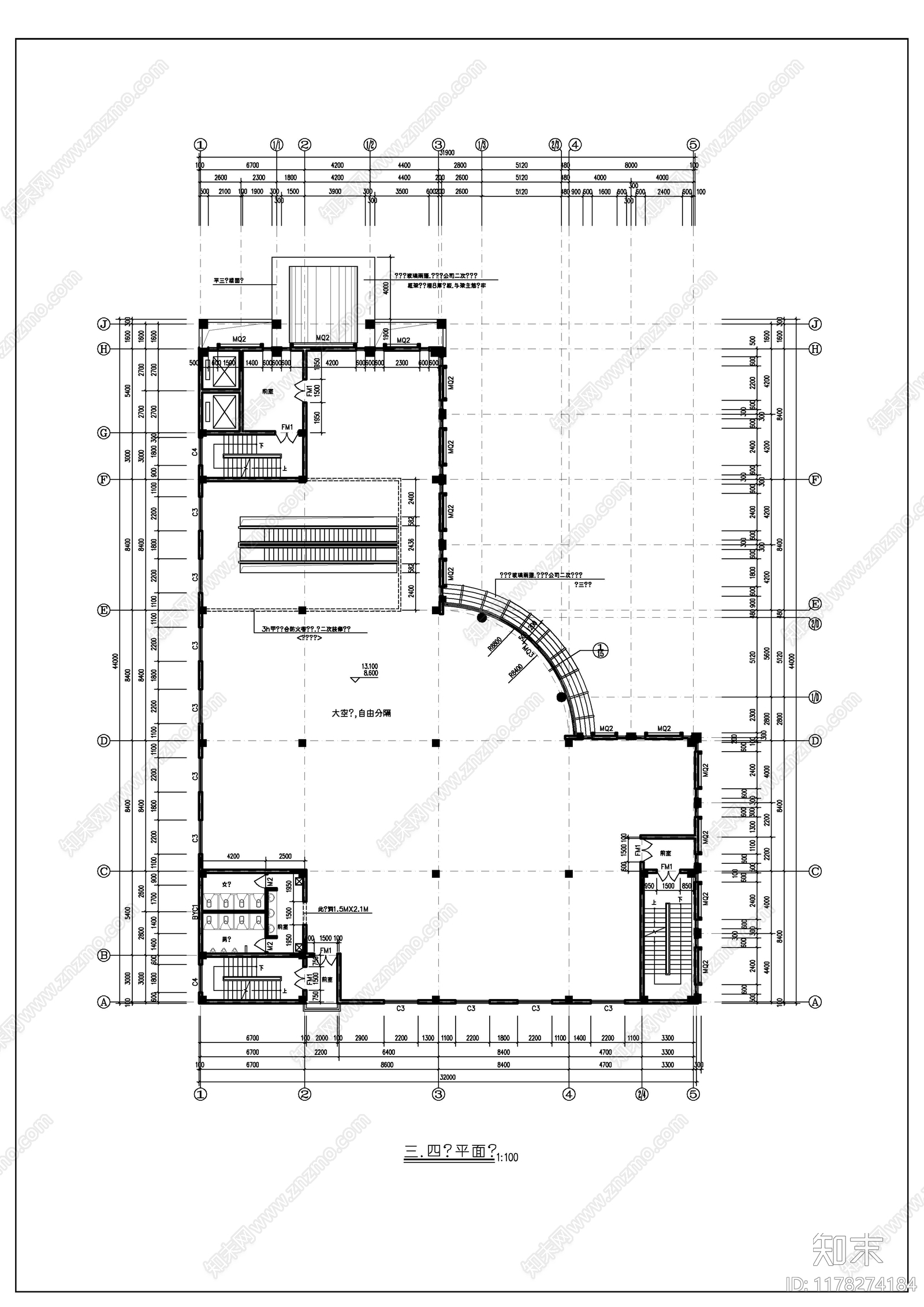 现代酒店建筑cad施工图下载【ID:1178274184】