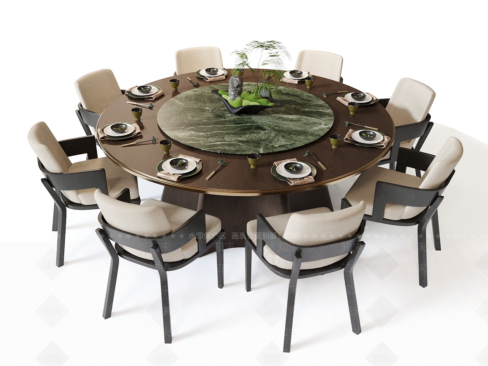 新中式中式餐桌椅SU模型下载【ID:1178285850】