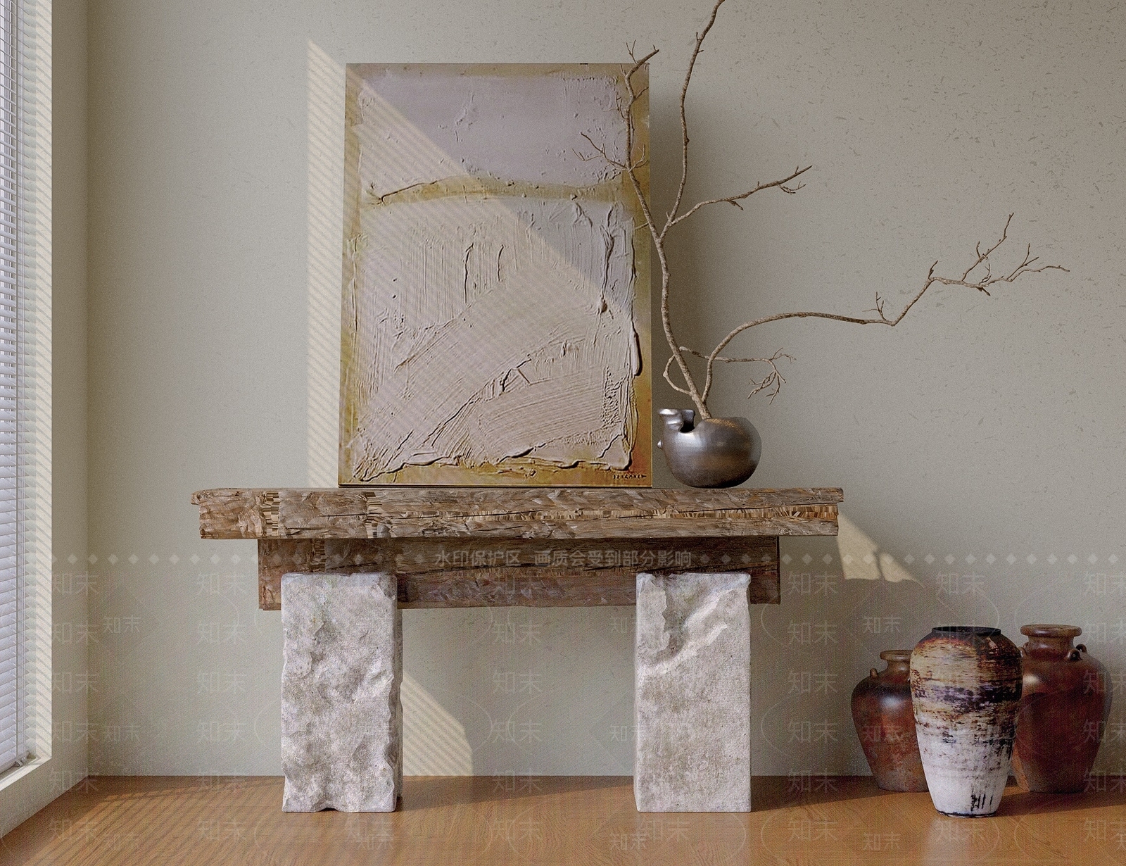 侘寂日式玄关柜3D模型下载【ID:1178285972】