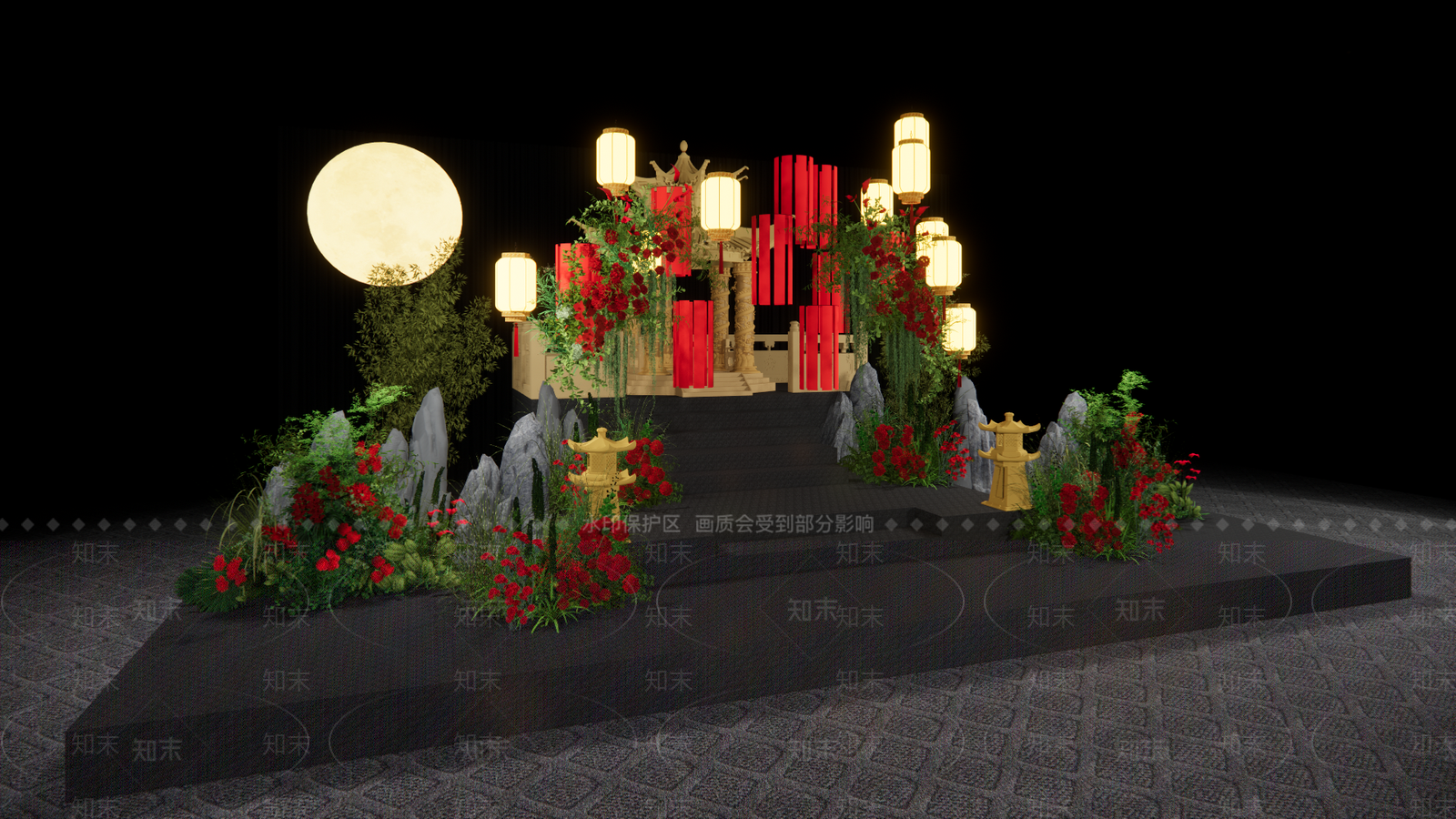 新中式中式舞台SU模型下载【ID:1178292001】