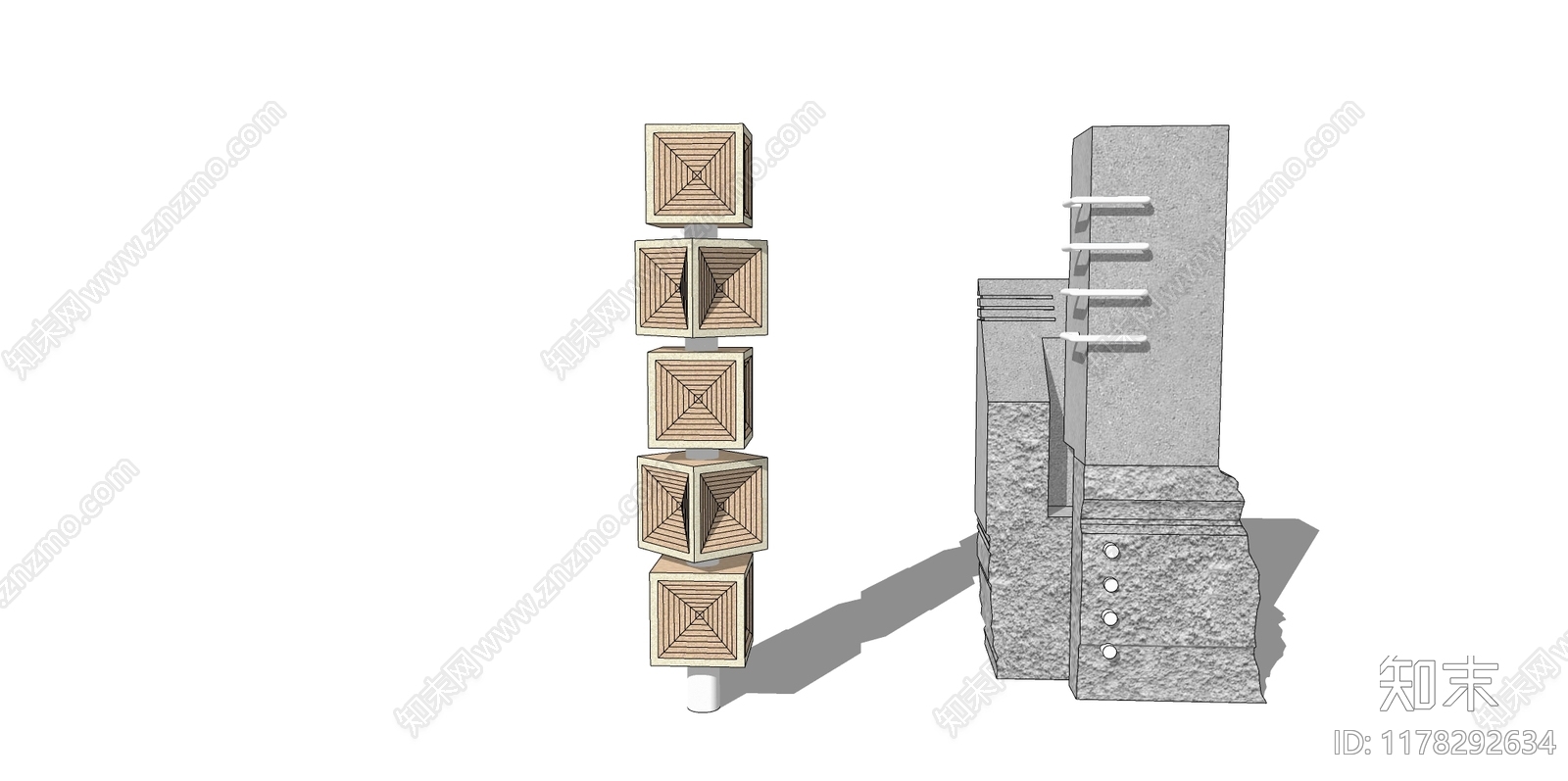 现代极简景观柱SU模型下载【ID:1178292634】
