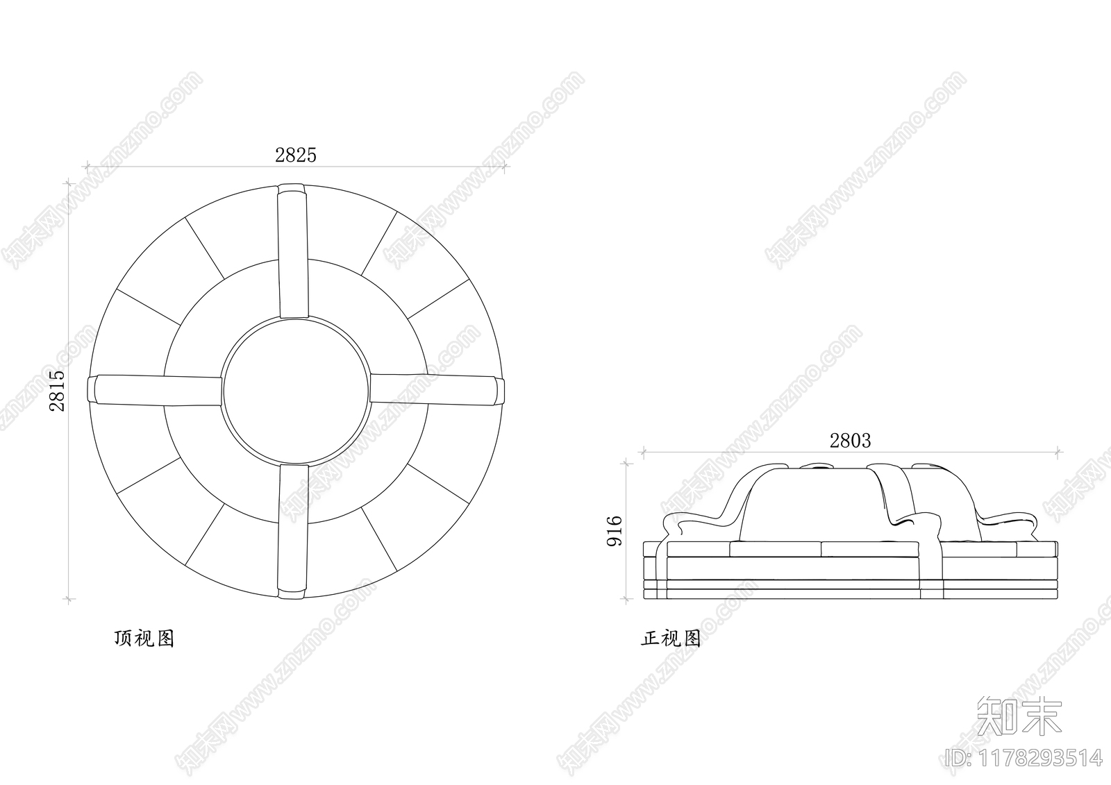 现代沙发施工图下载【ID:1178293514】
