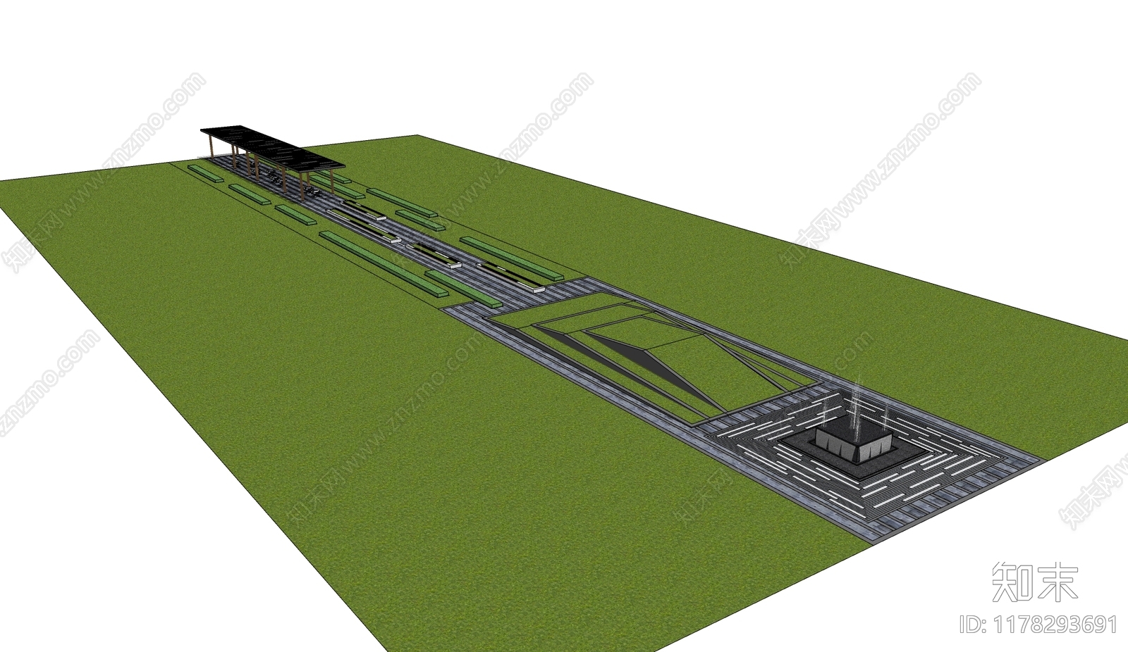 现代景观公园SU模型下载【ID:1178293691】