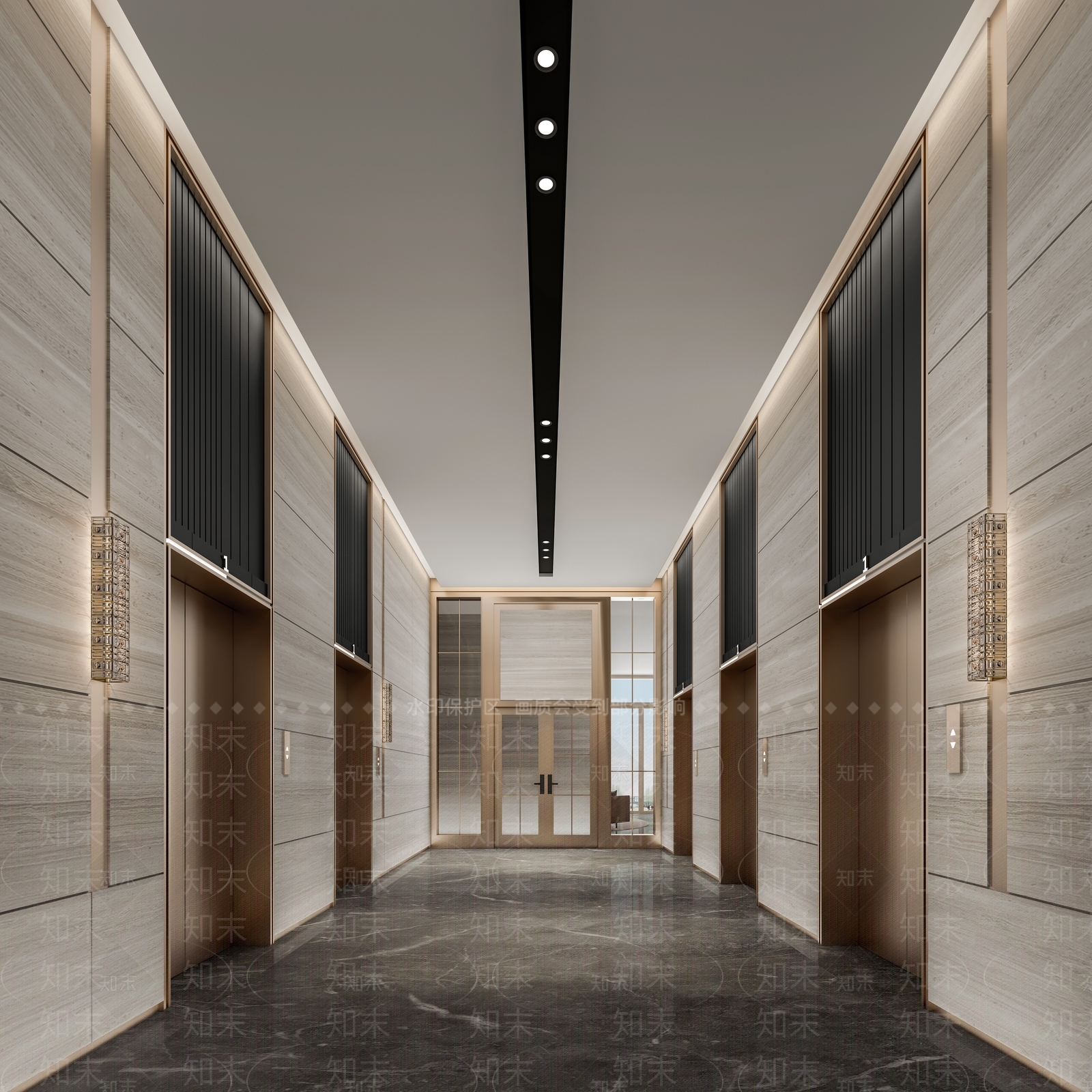 现代新中式电梯间3D模型下载【ID:1178297355】