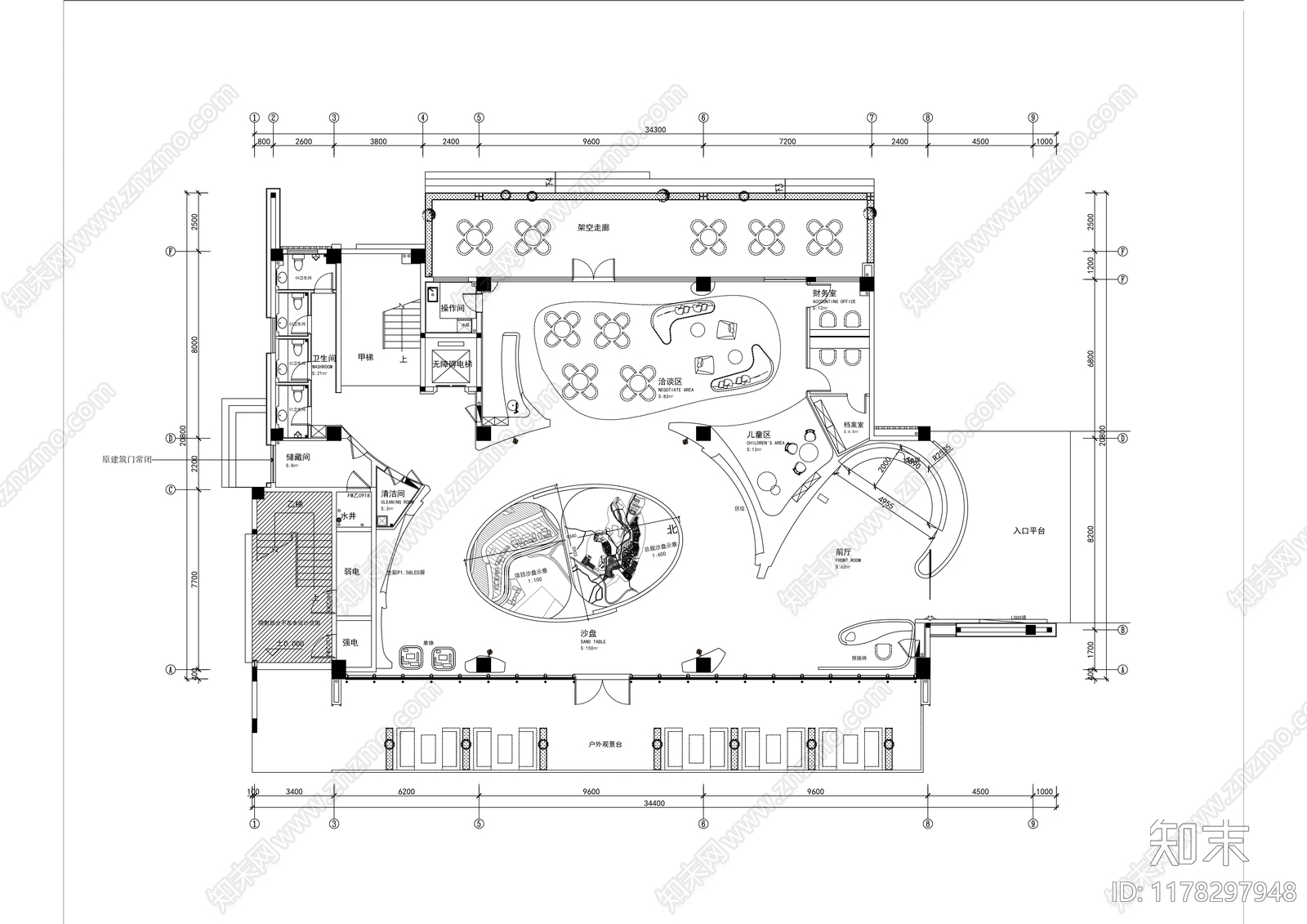 现代售楼处cad施工图下载【ID:1178297948】