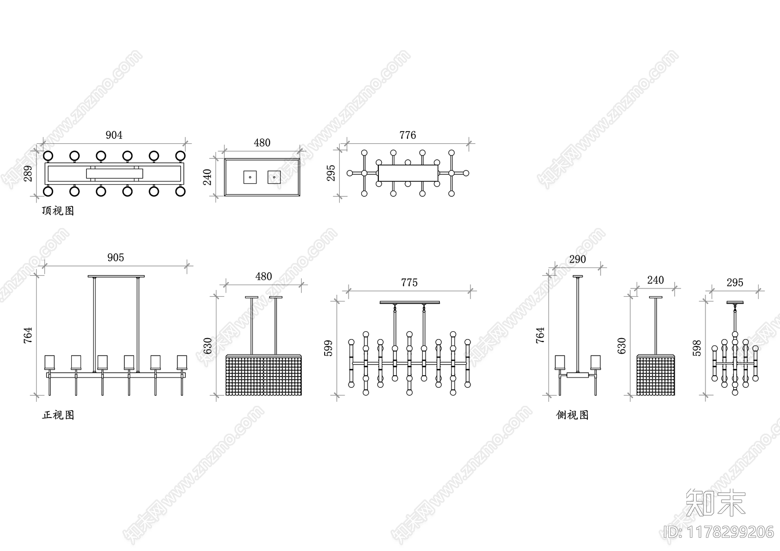 现代灯具图库cad施工图下载【ID:1178299206】