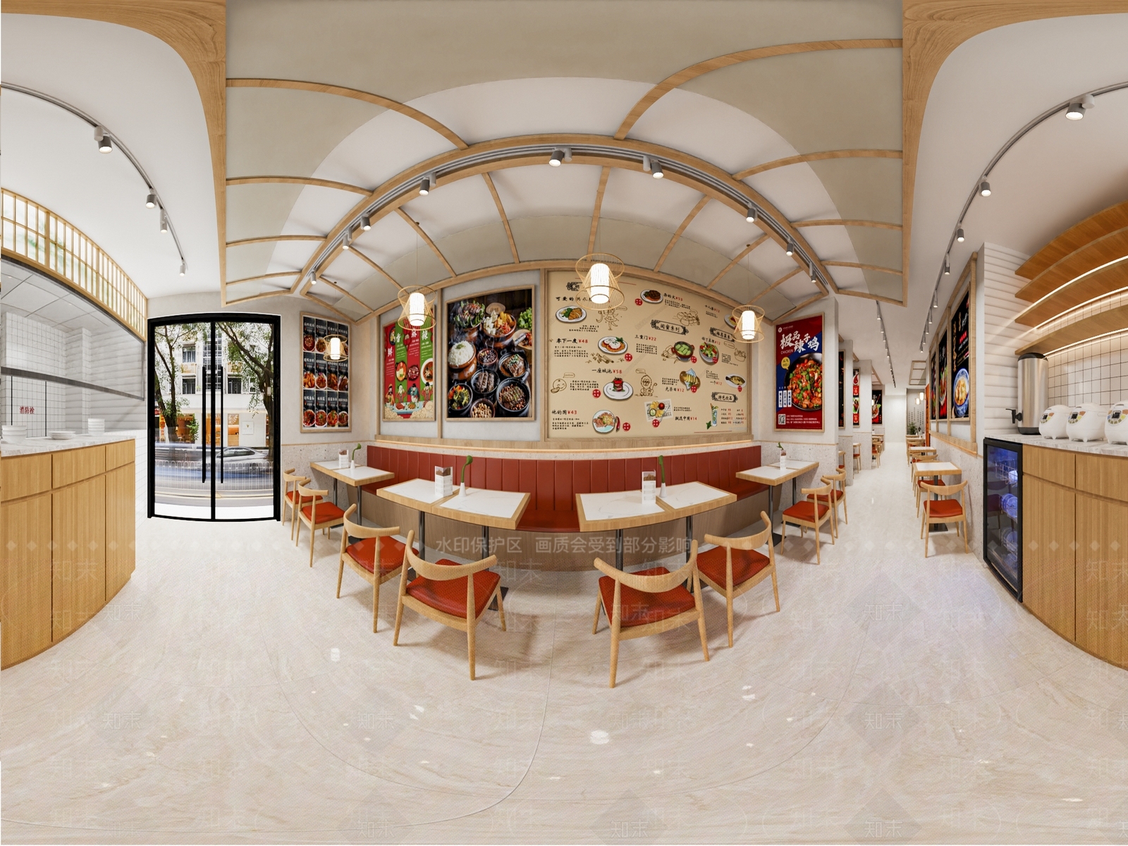 现代原木中餐厅3D模型下载【ID:1178299135】