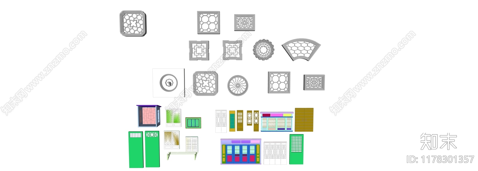 新中式中式镂花窗SU模型下载【ID:1178301357】