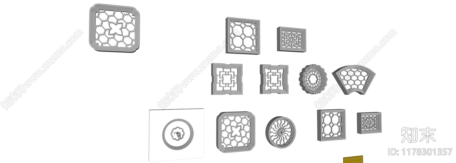 新中式中式镂花窗SU模型下载【ID:1178301357】