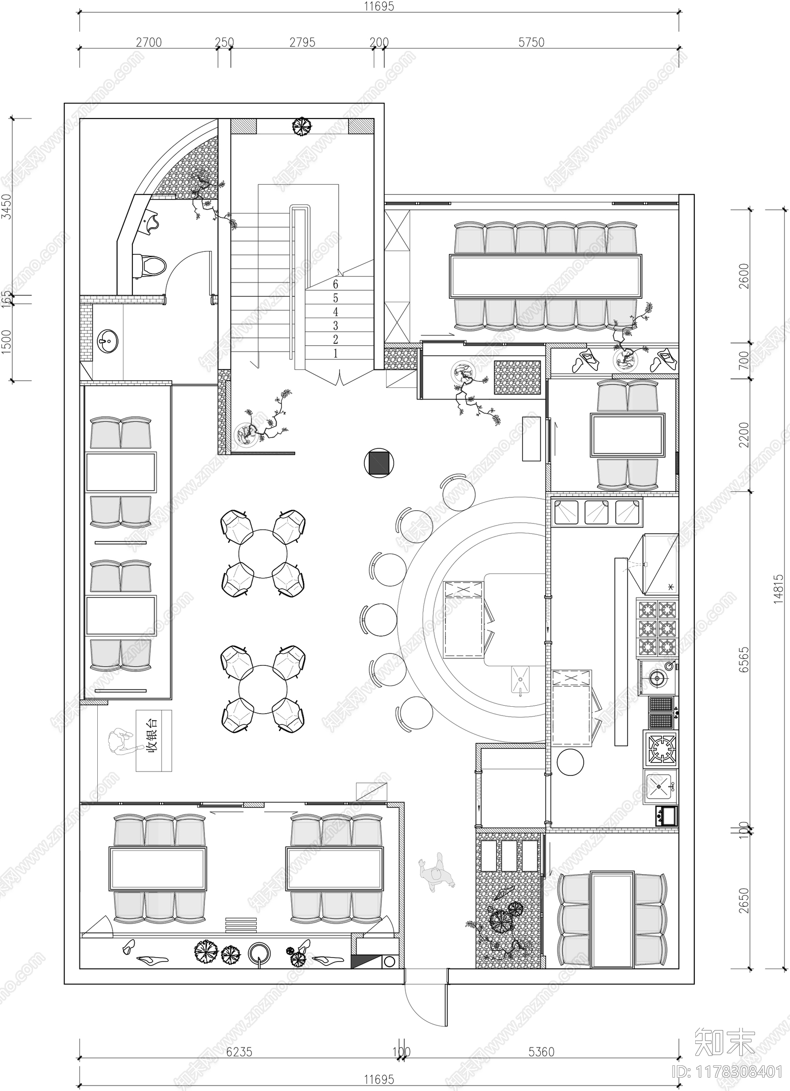 现代其他餐饮空间cad施工图下载【ID:1178308401】