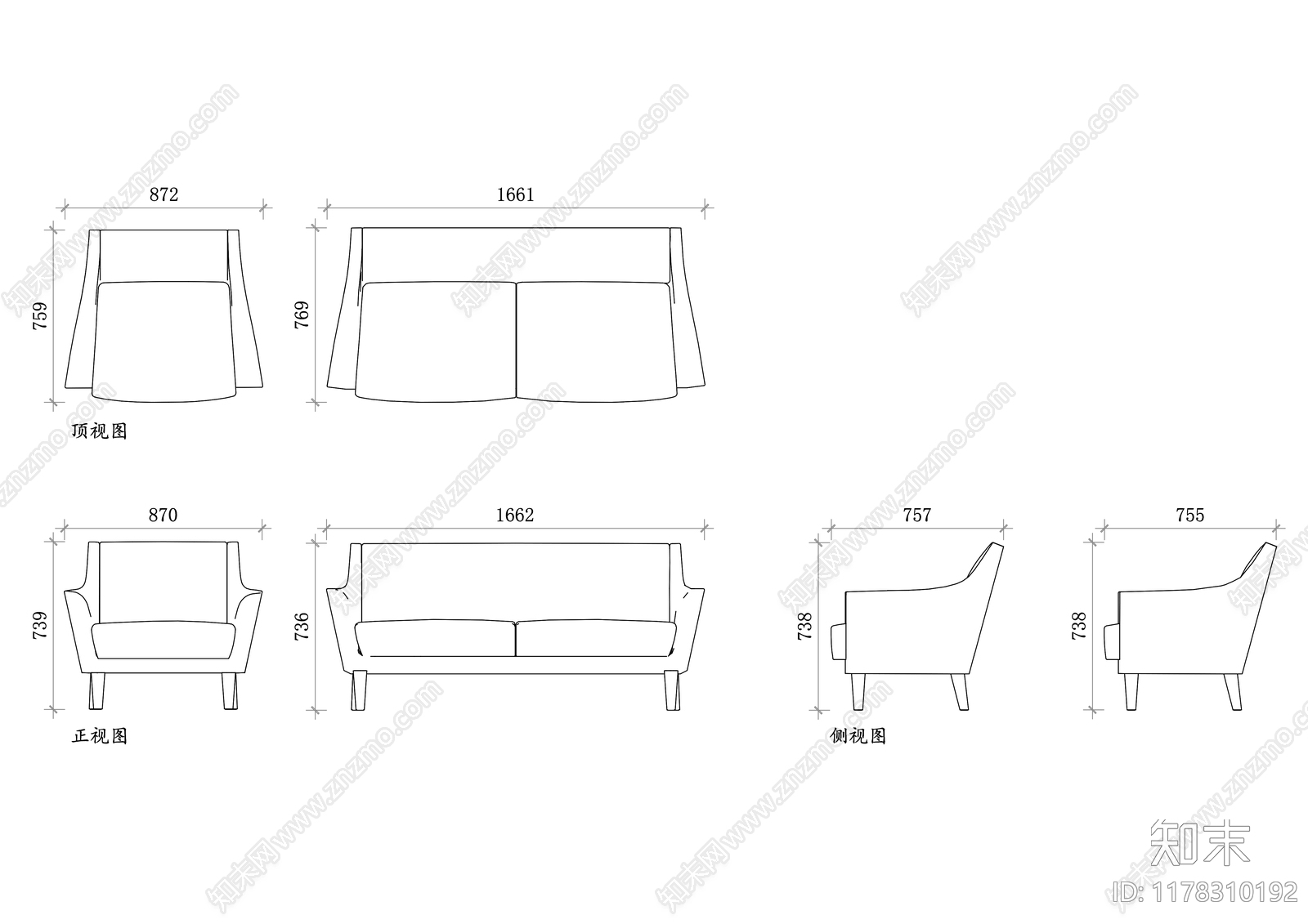 现代沙发施工图下载【ID:1178310192】