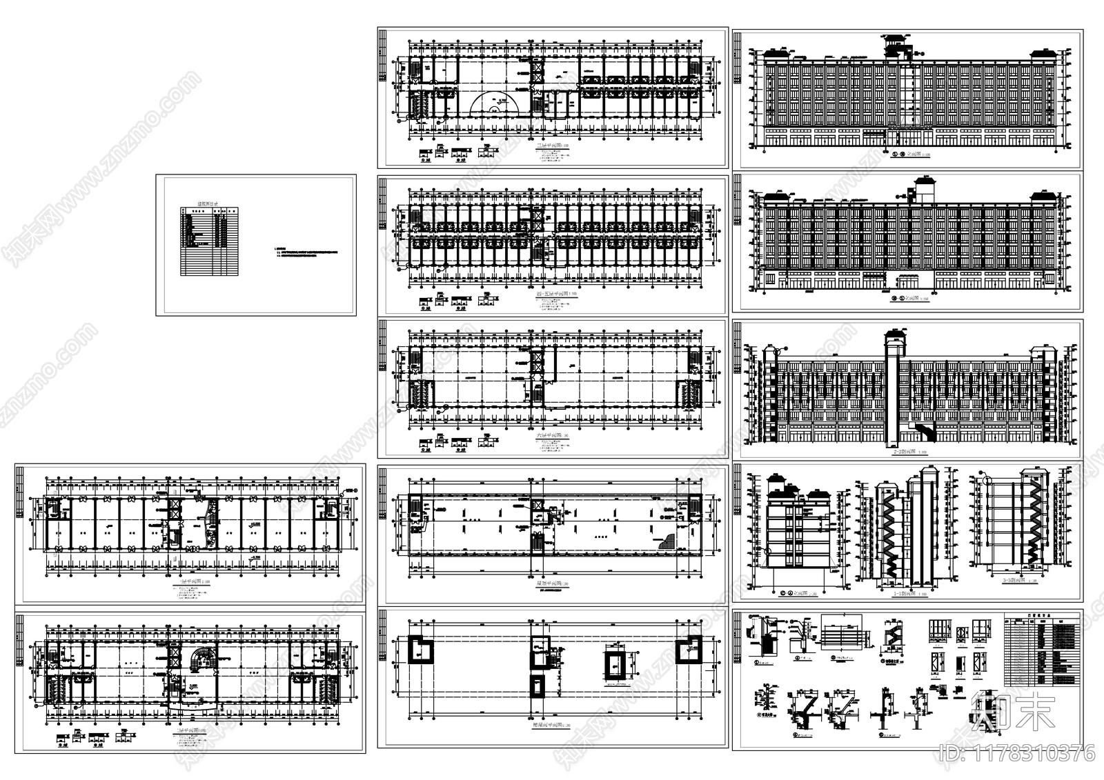 现代酒店建筑cad施工图下载【ID:1178310376】