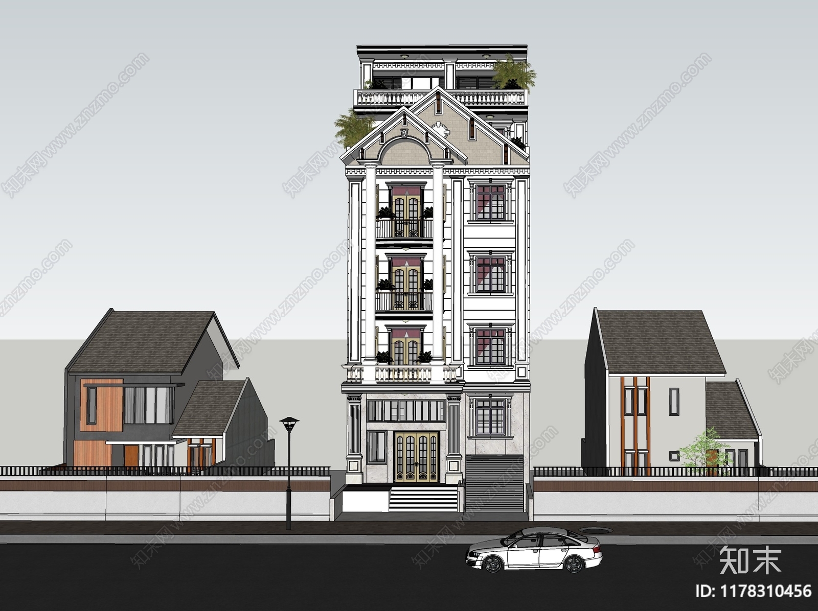 法式欧式多层住宅SU模型下载【ID:1178310456】