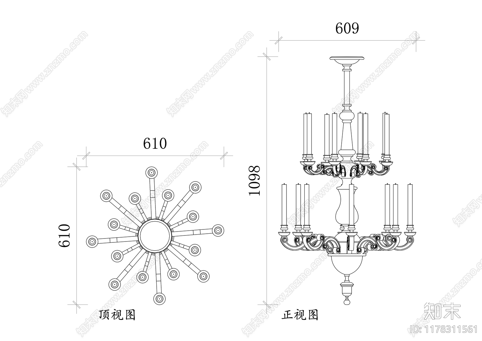 法式灯具图库施工图下载【ID:1178311561】