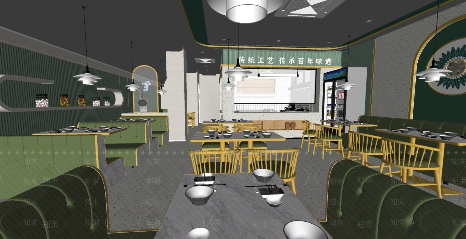 现代小吃快餐店SU模型下载【ID:1178313099】