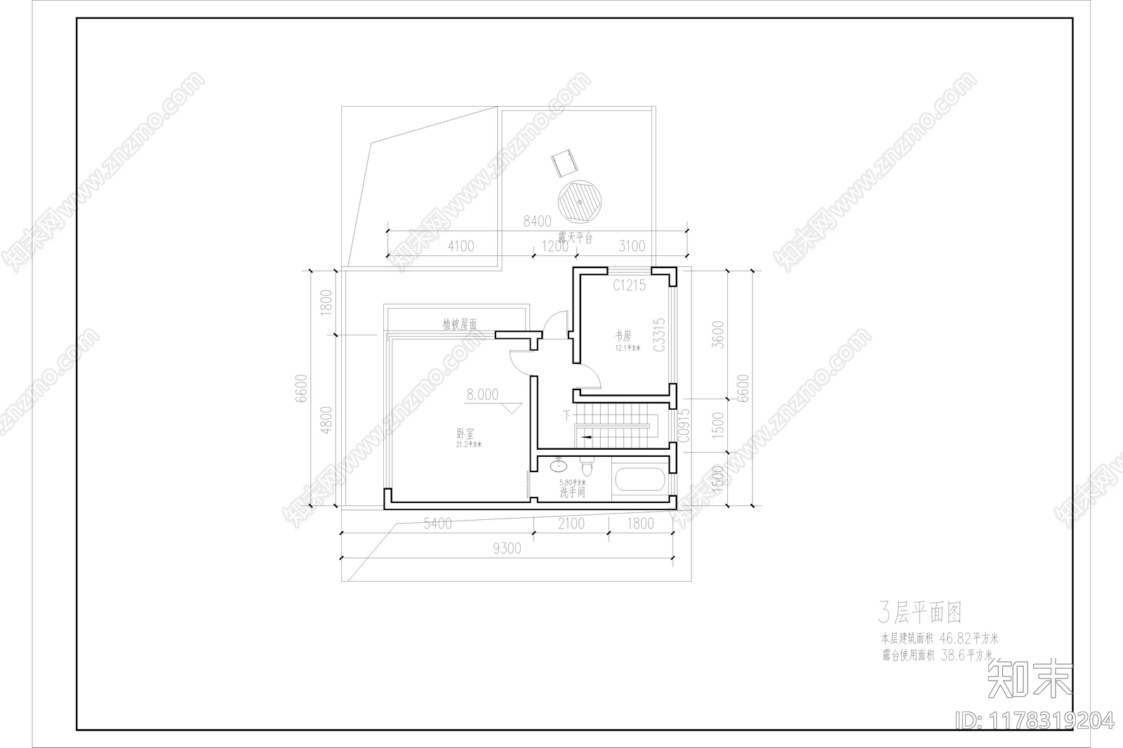 现代简约民宿建筑施工图下载【ID:1178319204】