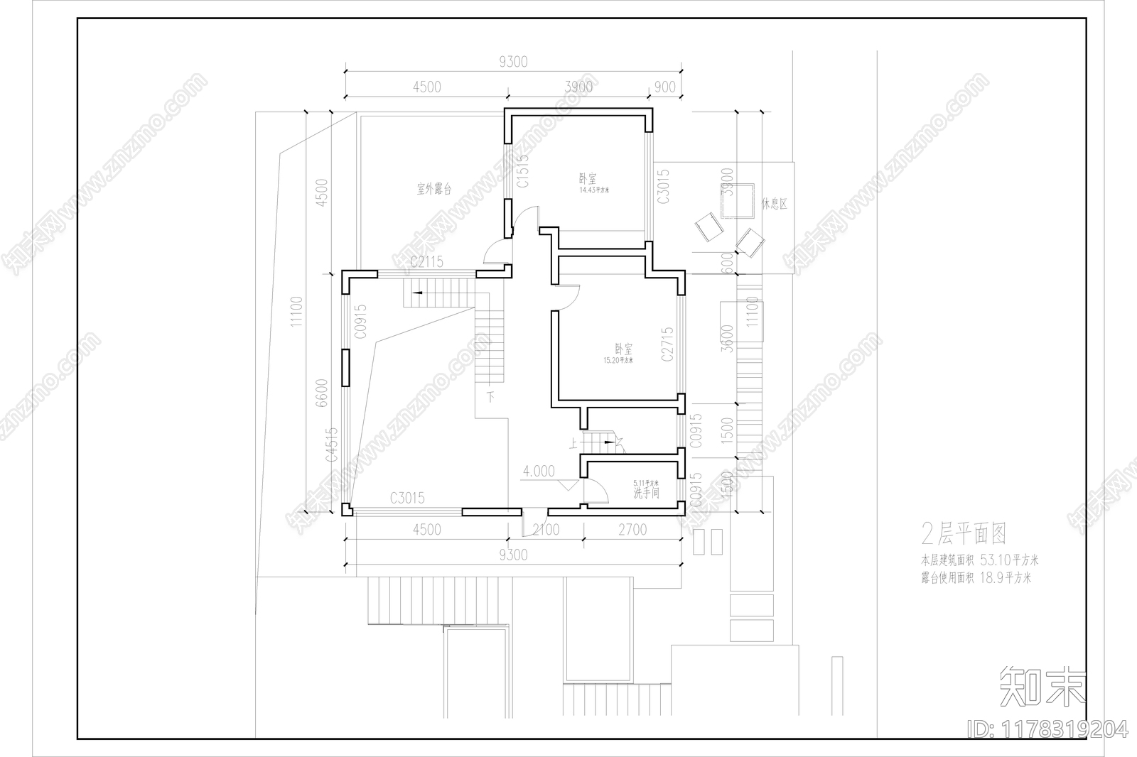 现代简约民宿建筑施工图下载【ID:1178319204】