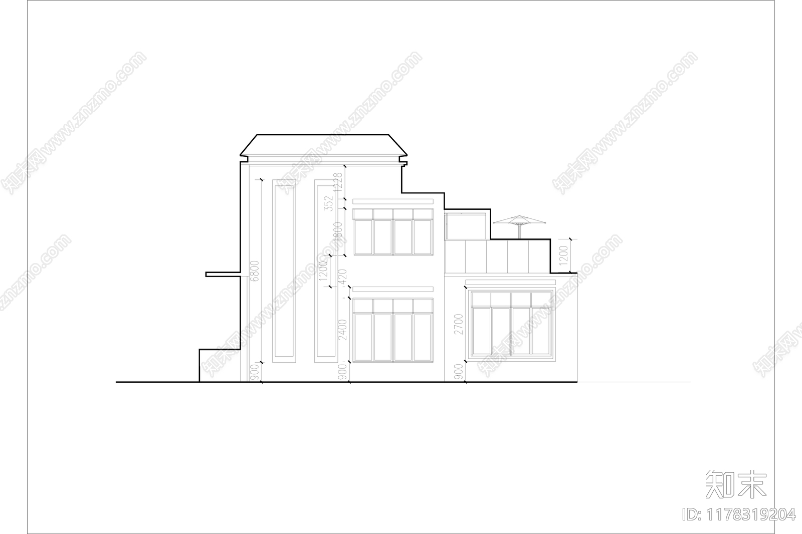 现代简约民宿建筑施工图下载【ID:1178319204】