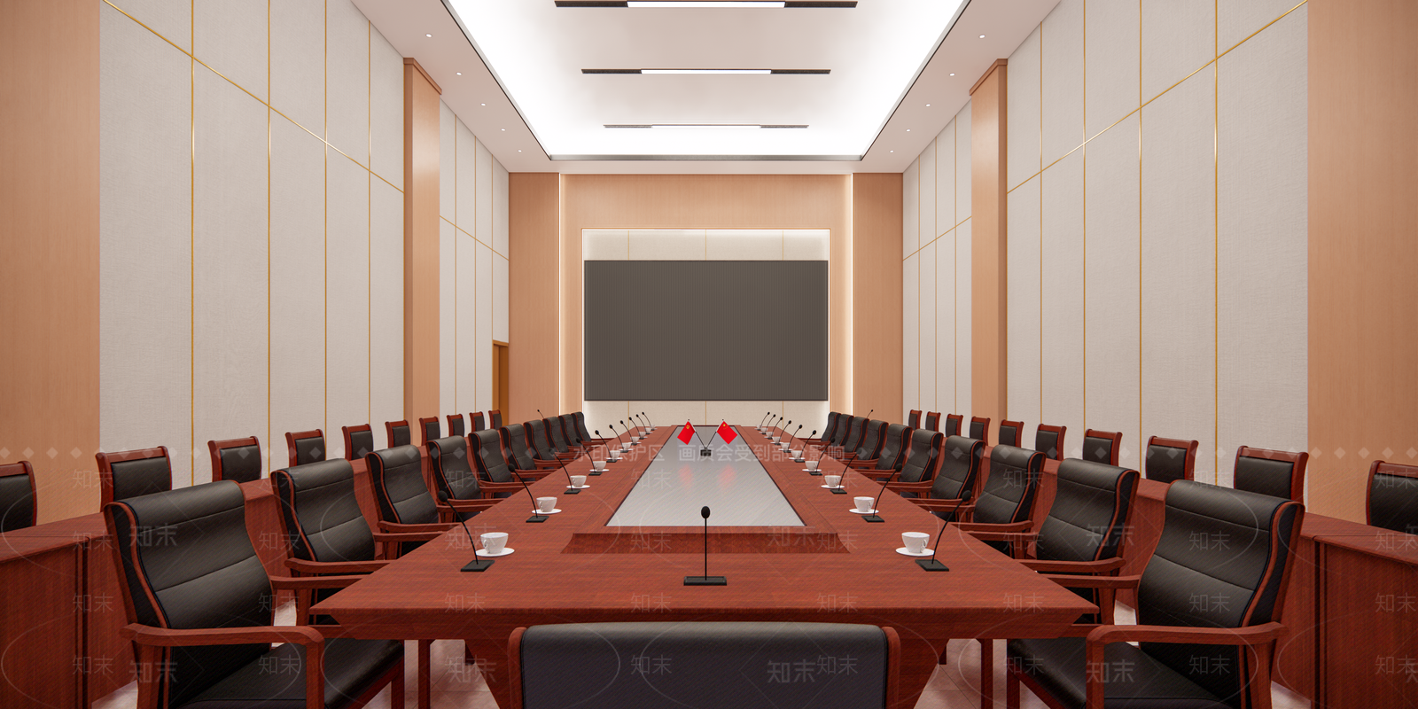 现代新中式会议室SU模型下载【ID:1178322676】