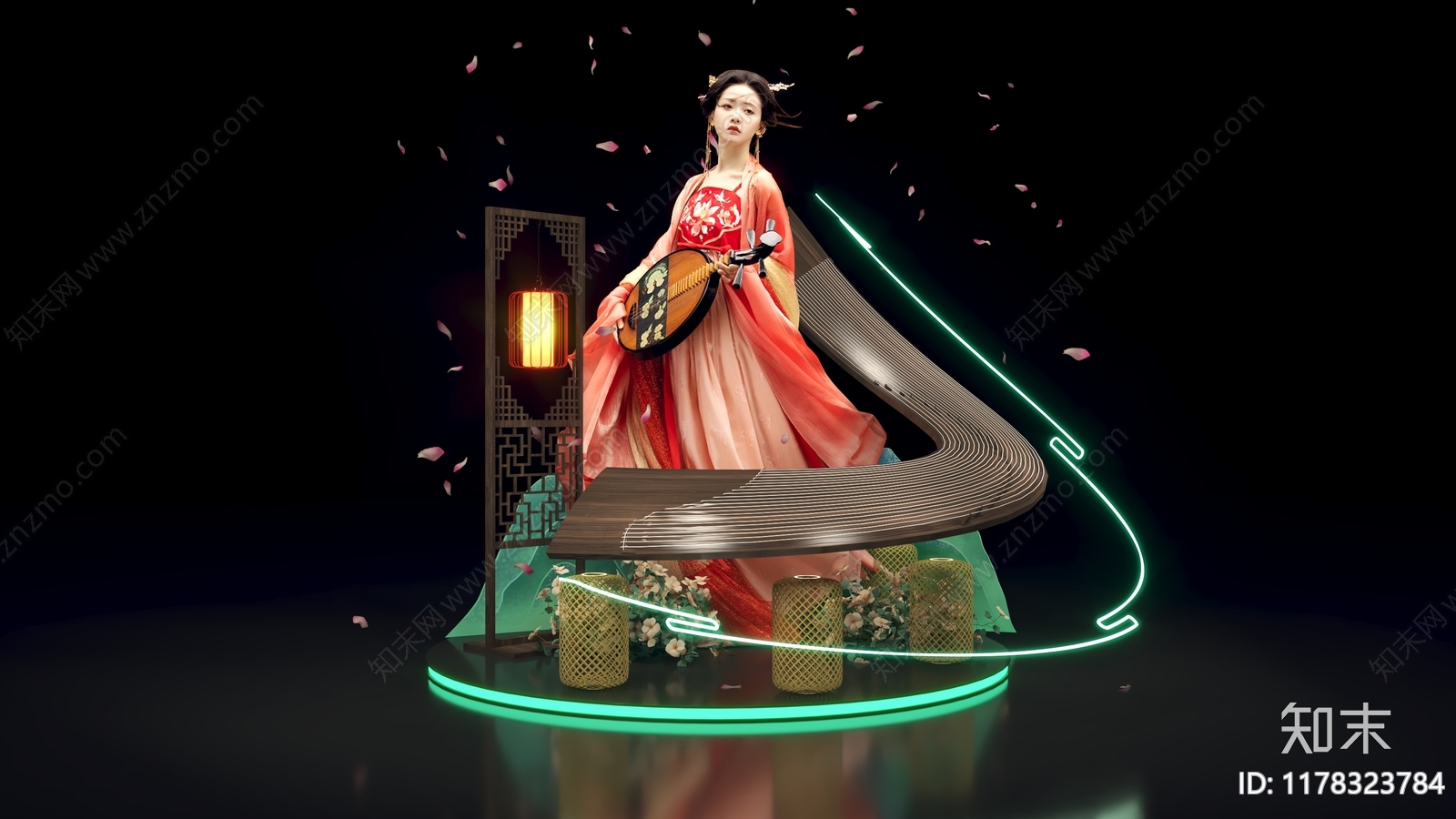 新中式中式美陈3D模型下载【ID:1178323784】