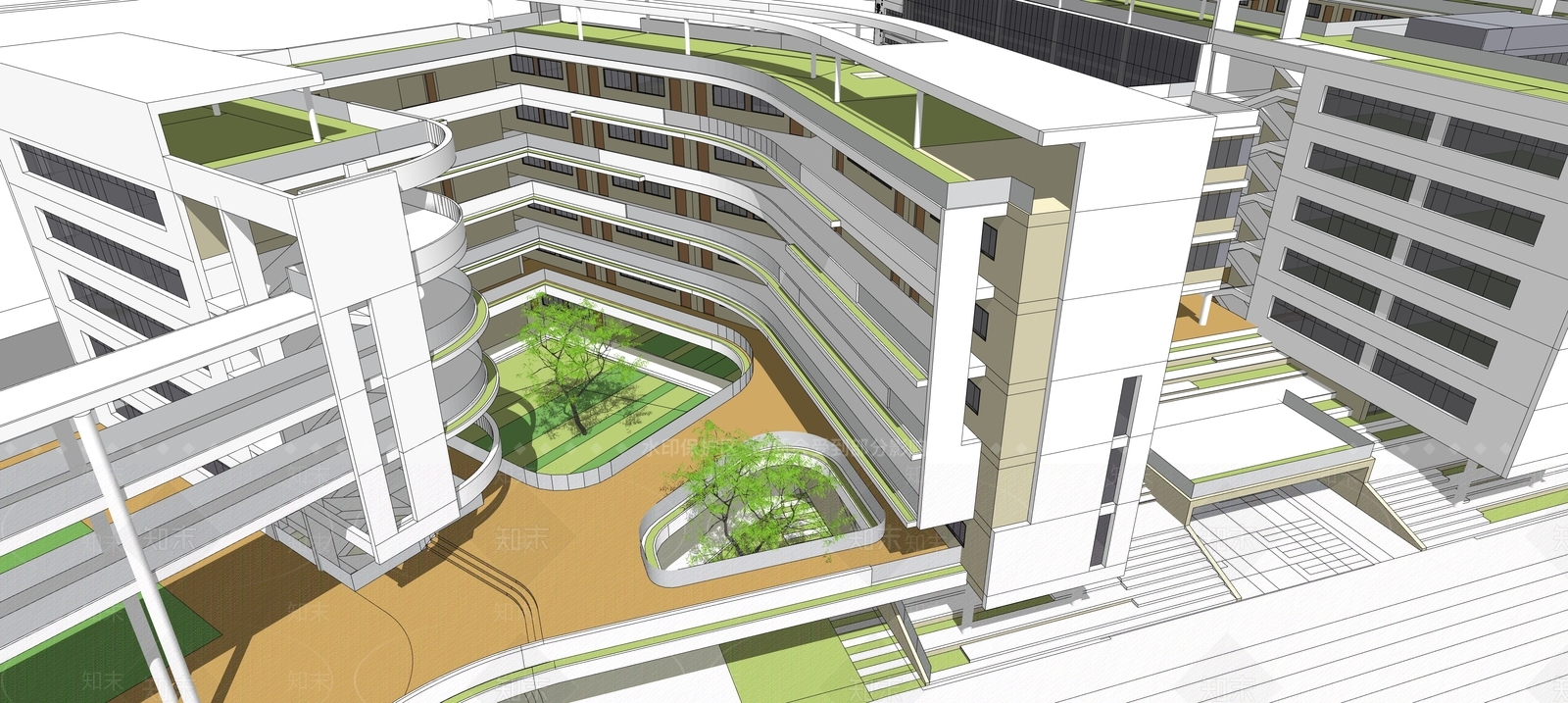 现代学校建筑SU模型下载【ID:1178324386】