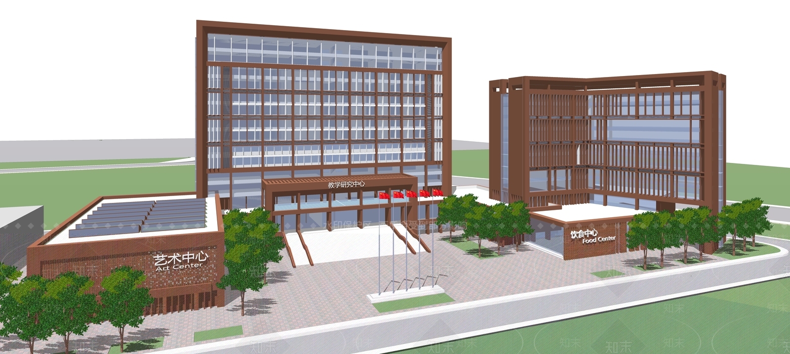 现代学校建筑SU模型下载【ID:1178325862】