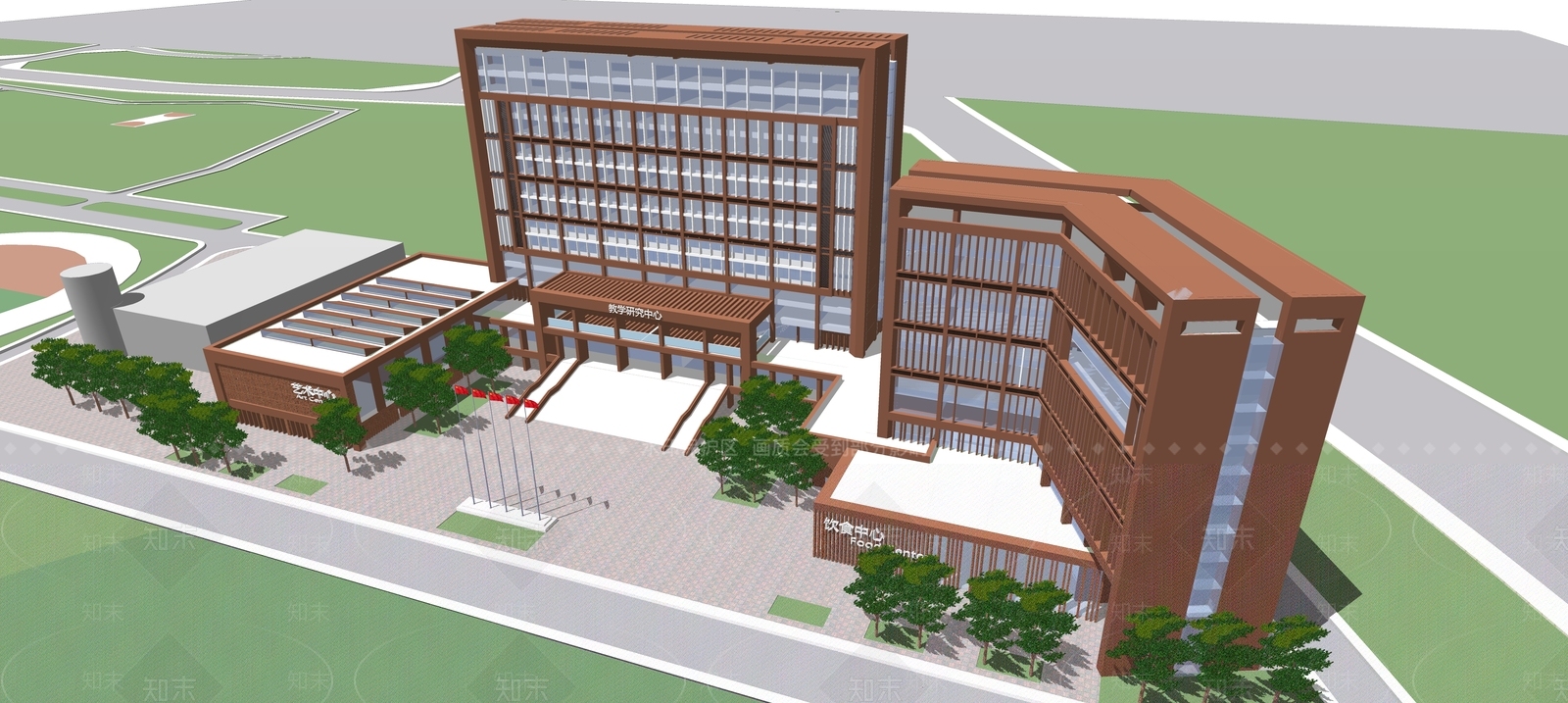 现代学校建筑SU模型下载【ID:1178325862】