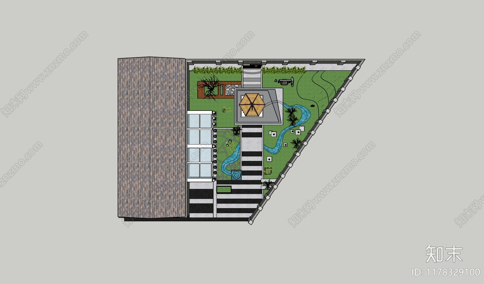 现代简约庭院cad施工图下载【ID:1178329100】
