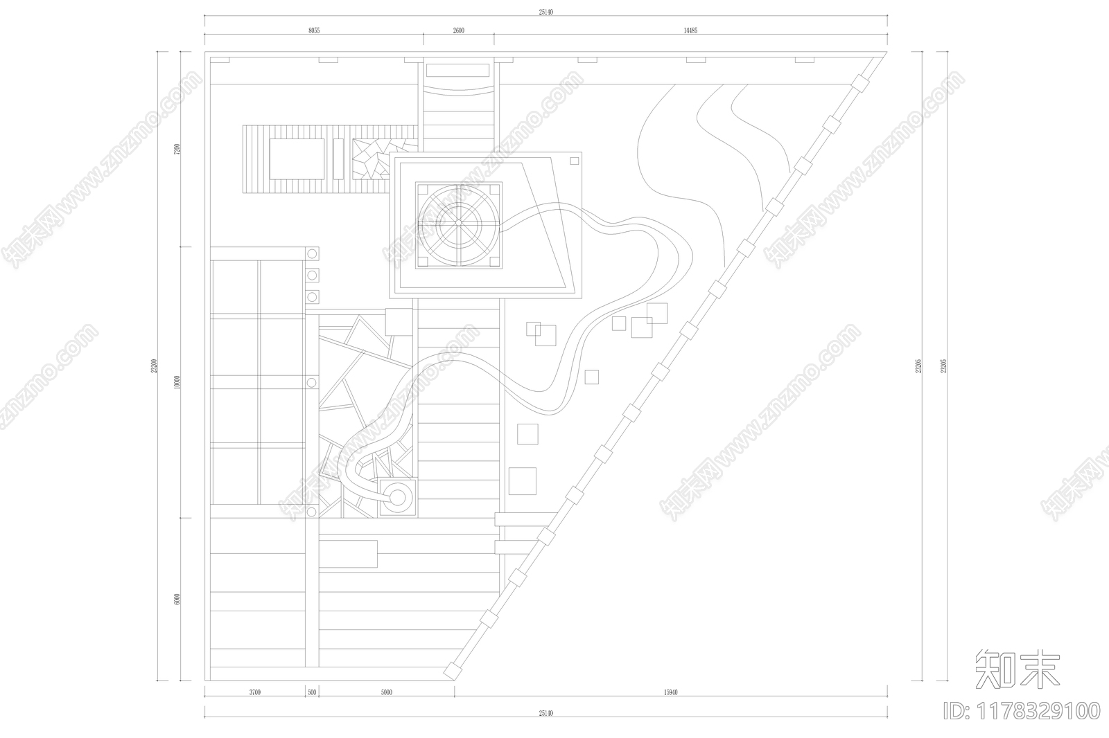 现代简约庭院cad施工图下载【ID:1178329100】